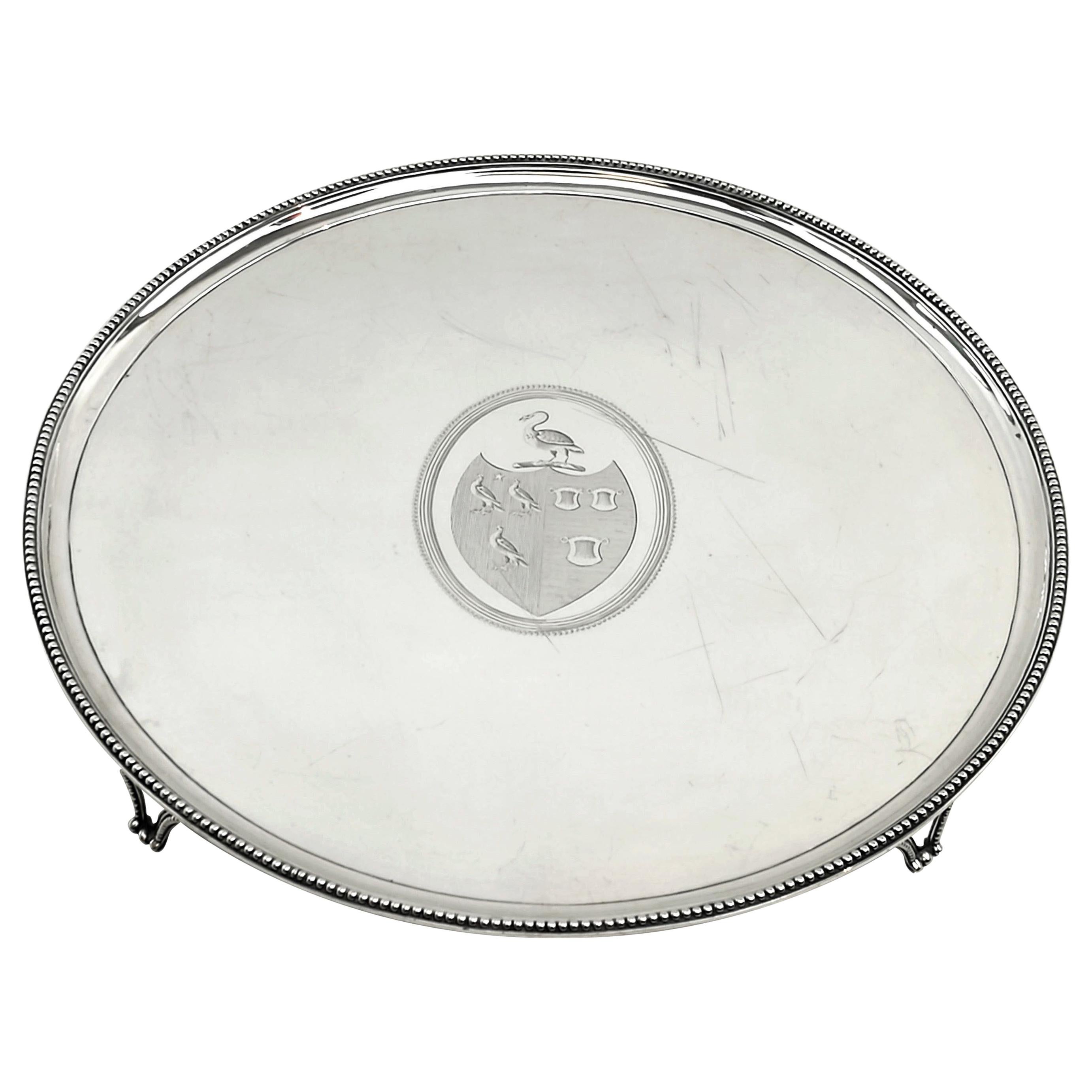 Antique Georgian George III Silver Salver / Tray 1789 Large For Sale