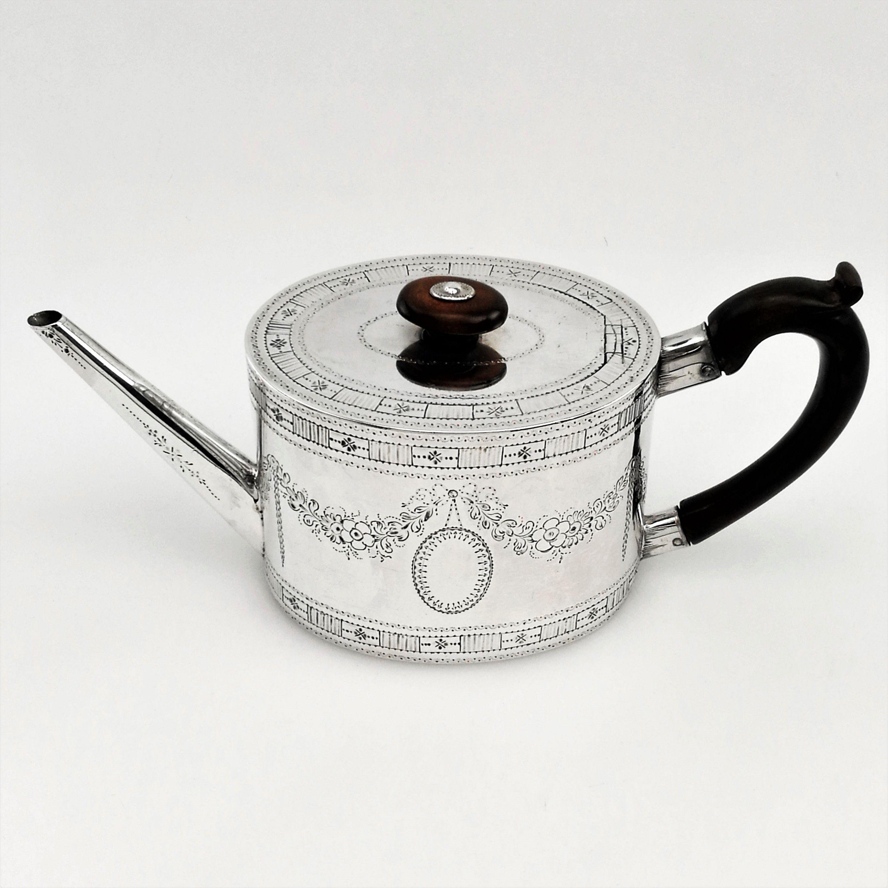 Late 18th Century Antique Georgian George III Sterling Silver Teapot & Tea Caddy Set 1780