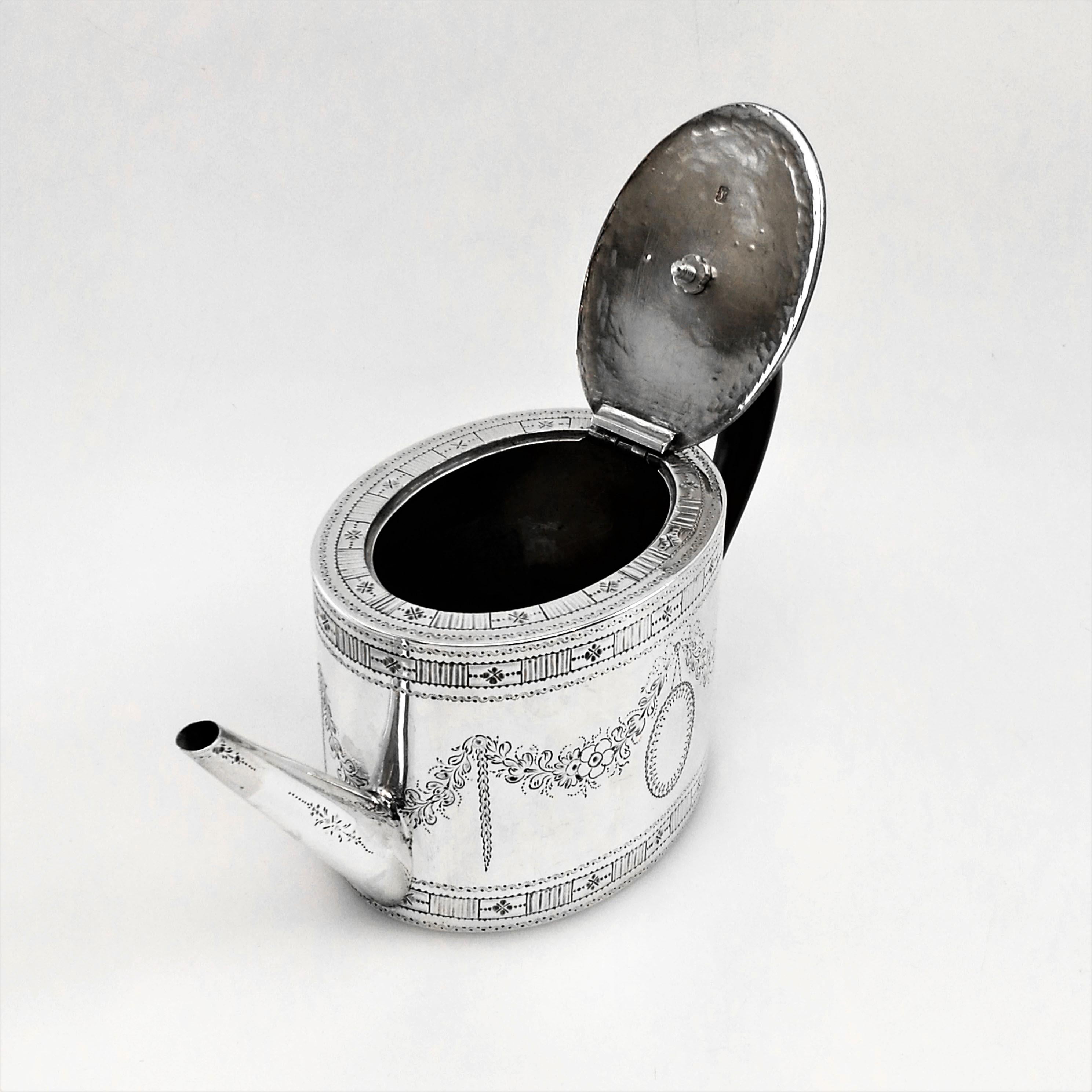 Antique Georgian George III Sterling Silver Teapot & Tea Caddy Set 1780 2