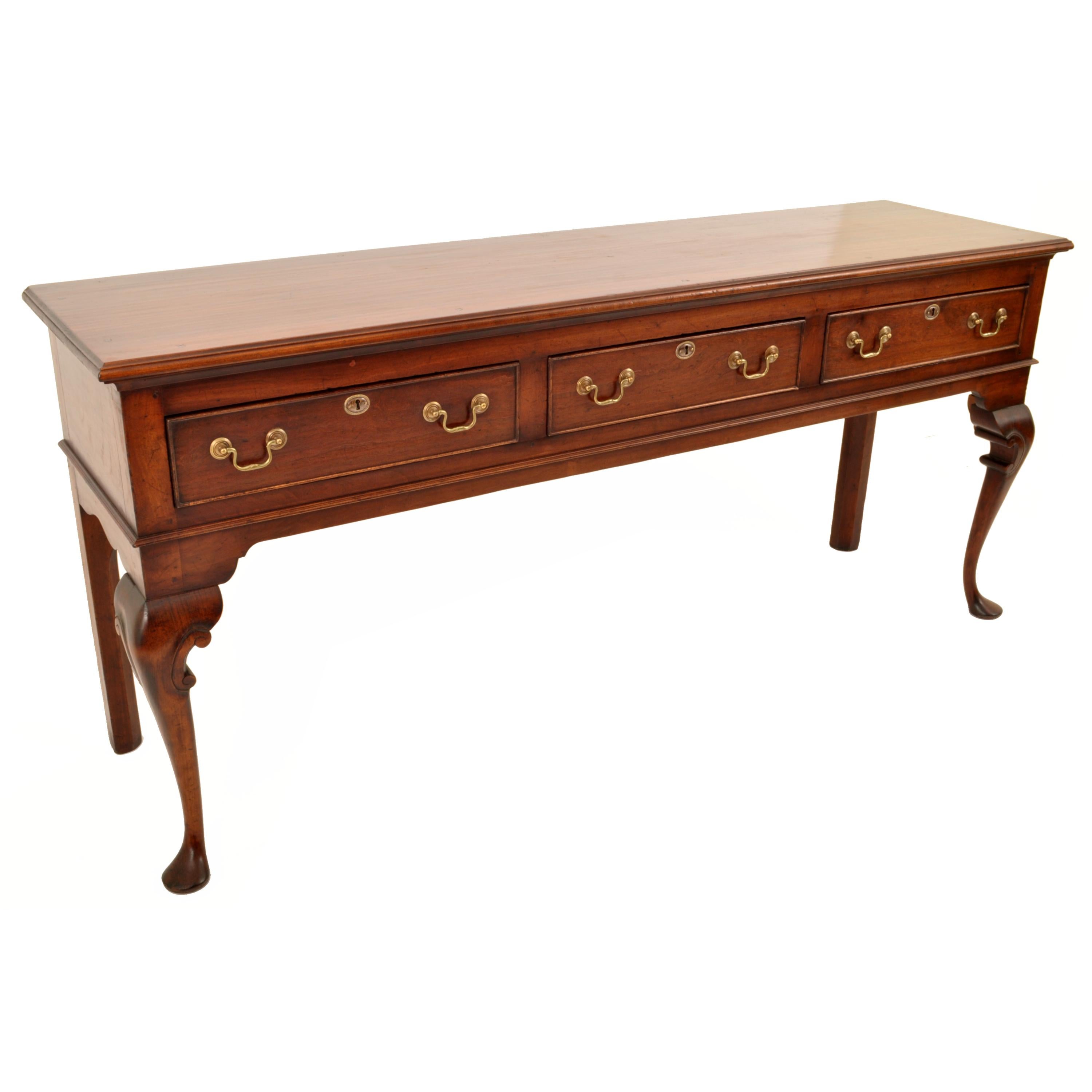 Antique Georgian George III Walnut Long Welsh Dresser Base Server Table, 1760 2
