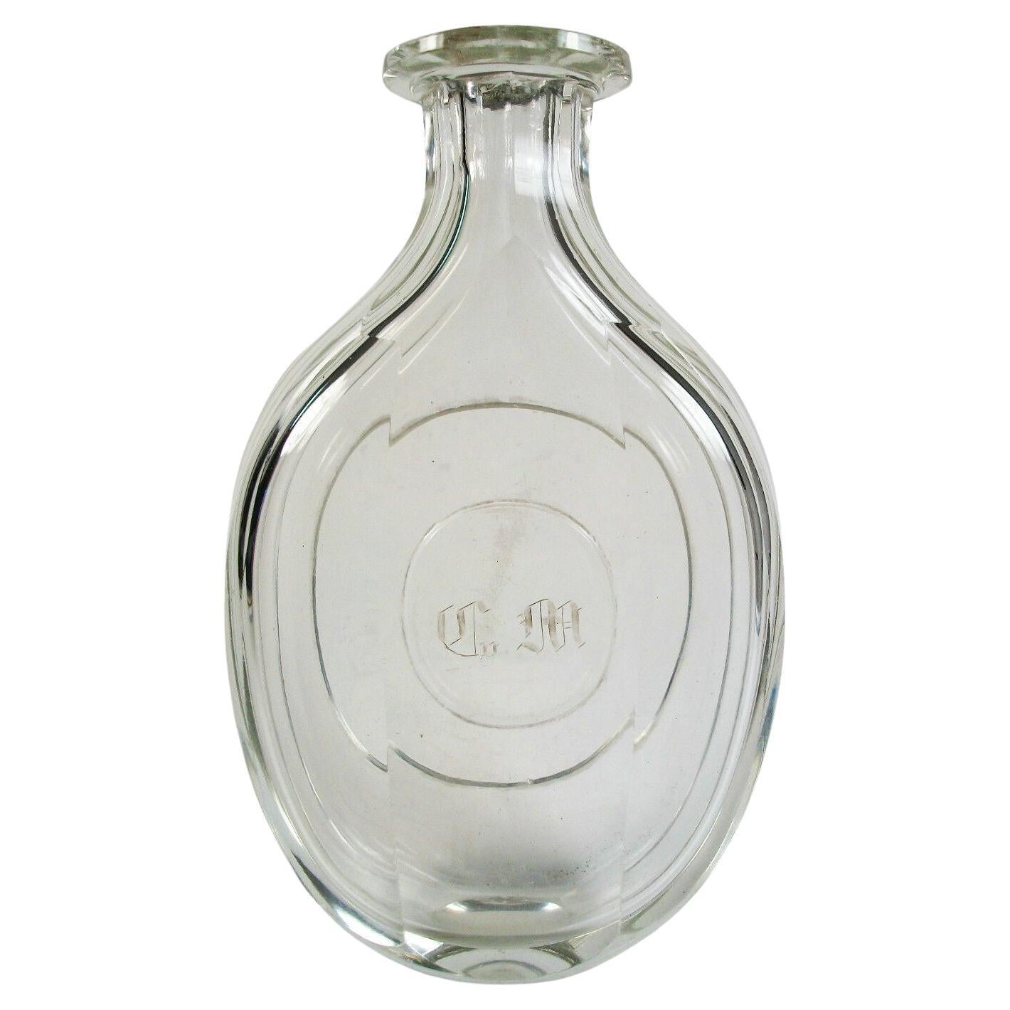 Antike georgianische Glas-Schminktischflasche - Monogrammiert - 18./19. Jahrhundert