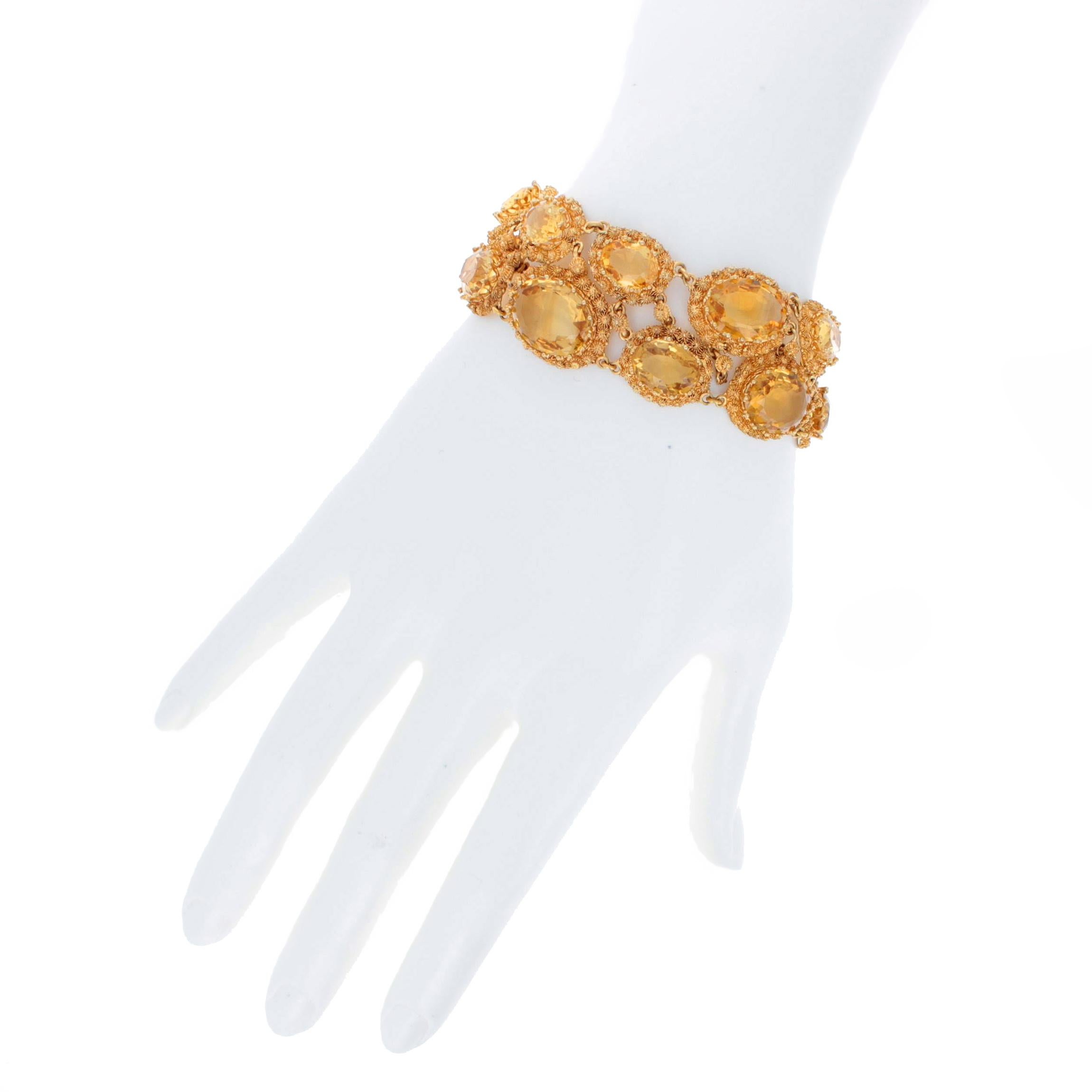 Antique Georgian Citrine Yellow Gold Bracelet In Good Condition For Sale In New York, NY