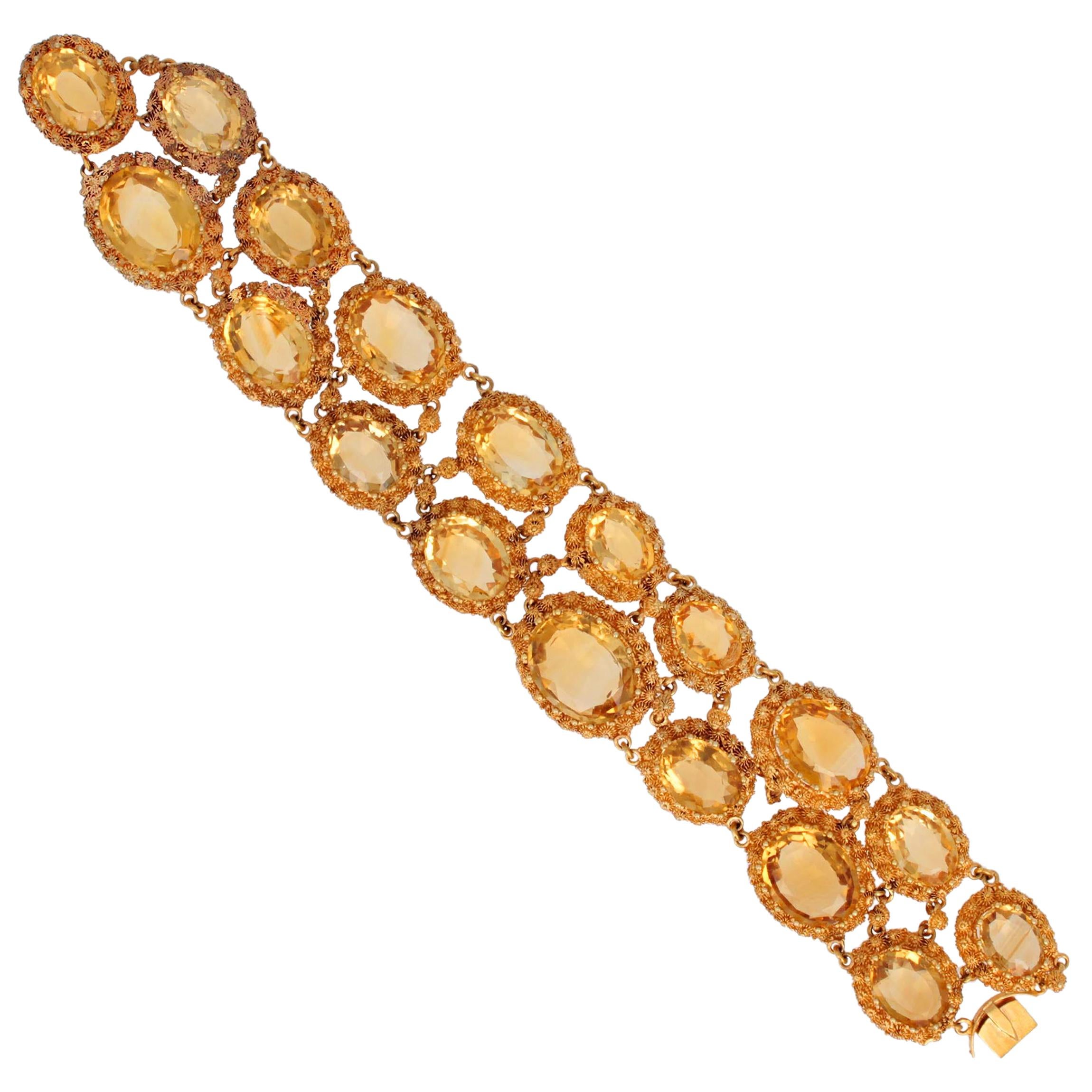 Antique Georgian Citrine Yellow Gold Bracelet For Sale