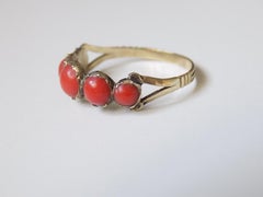 Antique Georgian Gold and Coral Half Eternity Ring