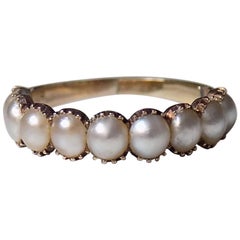 Antique Georgian Gold and Split Seed Pearl Half Eternity Ring