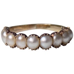 Antiker georgianischer Gold und Split Seed Pearl Half Eternity Ring