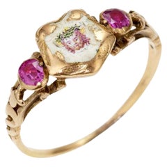 Antique Georgian Gold Jesus Christ Enamel Mourning Ring