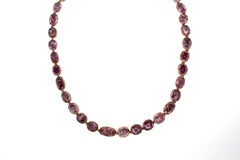 Antique Georgian Gold Pink Topaz Foil Back Riviere Necklace