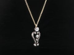Antique Georgian Gold & Silver Old Cut Diamond Petite Pendant Adjustable Chain