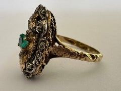 Antique Georgian Green Emerald Two-Tone Ring