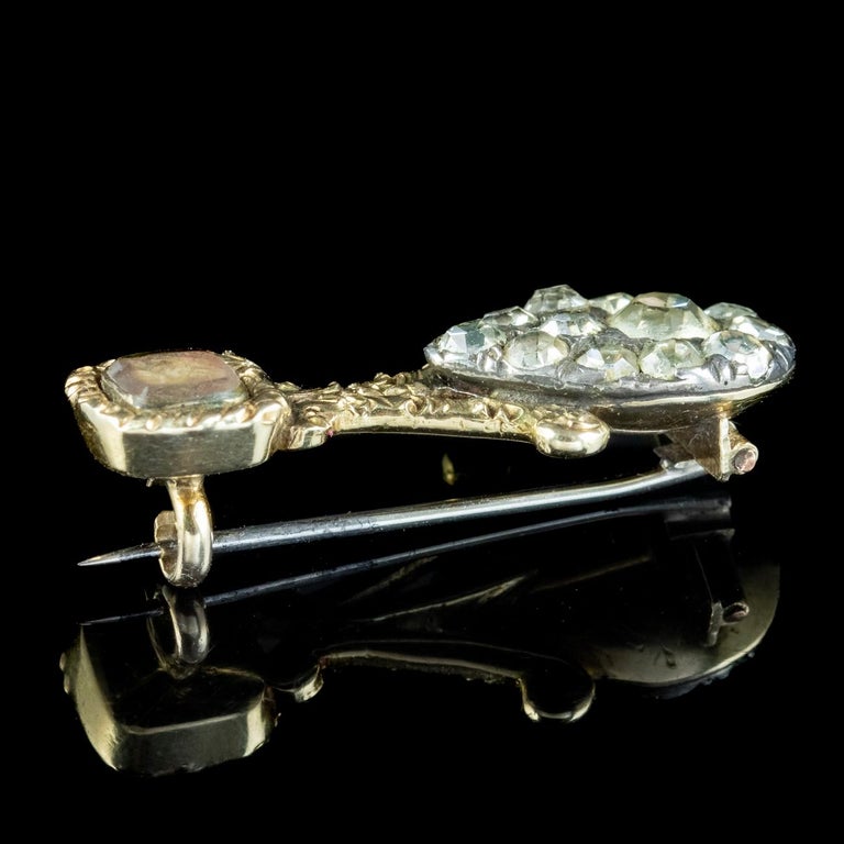 Antique Halleys Comet Paste Mourning Brooch 18ct Gold Silver