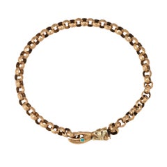 Antique Georgian Hand Clasp Bracelet 14k Yellow Gold Star Belcher Links 8"