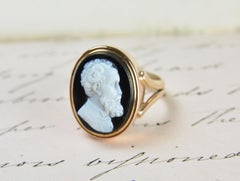 Antique Georgian Hardstone Cameo Signet Ring, Greek Philosopher, 9ct Rose Gold