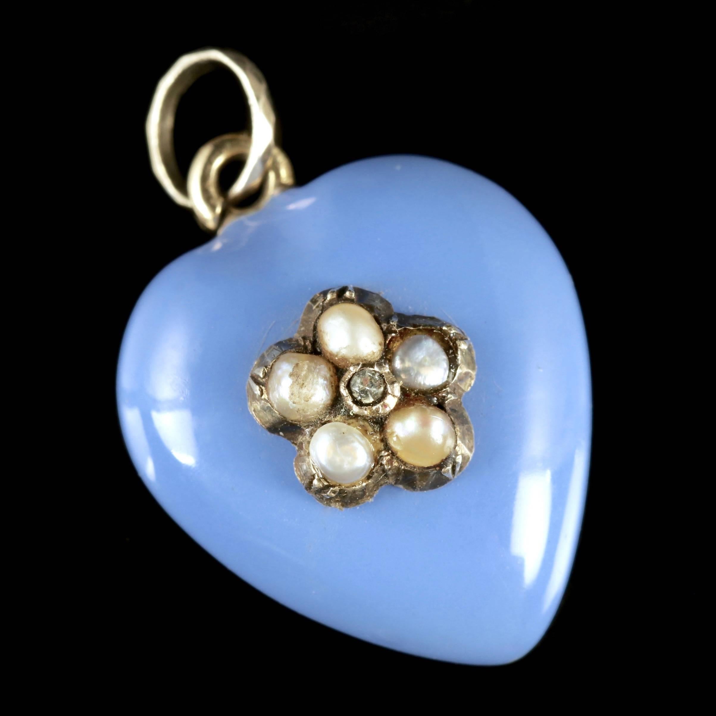 This fabulous Georgian 18ct Gold and Duck egg Blue Enamel locket is Circa 1830.

Due to its age, Georgian jewellery is quite rare, with some pieces almost three hundred years old. From 1714 until 1837 four King Georges and a short-lived William gave