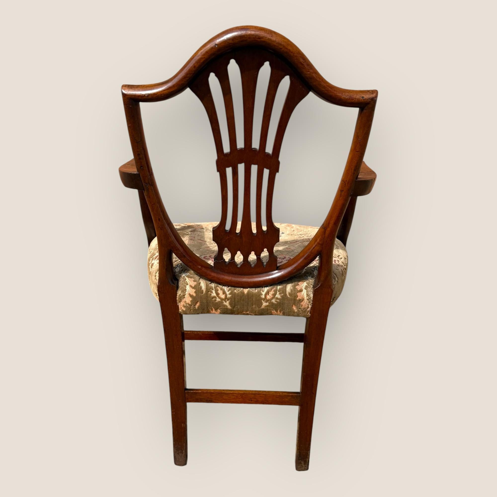 18th Century and Earlier Antique Georgian Hepplewhite Period Floral Upholstered Mahogany Carver Chair For Sale