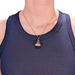 Sello de lengüeta de reloj antiguo georgiano Hope Allegory de oro de 14 quilates y ágata tallada en calcografía