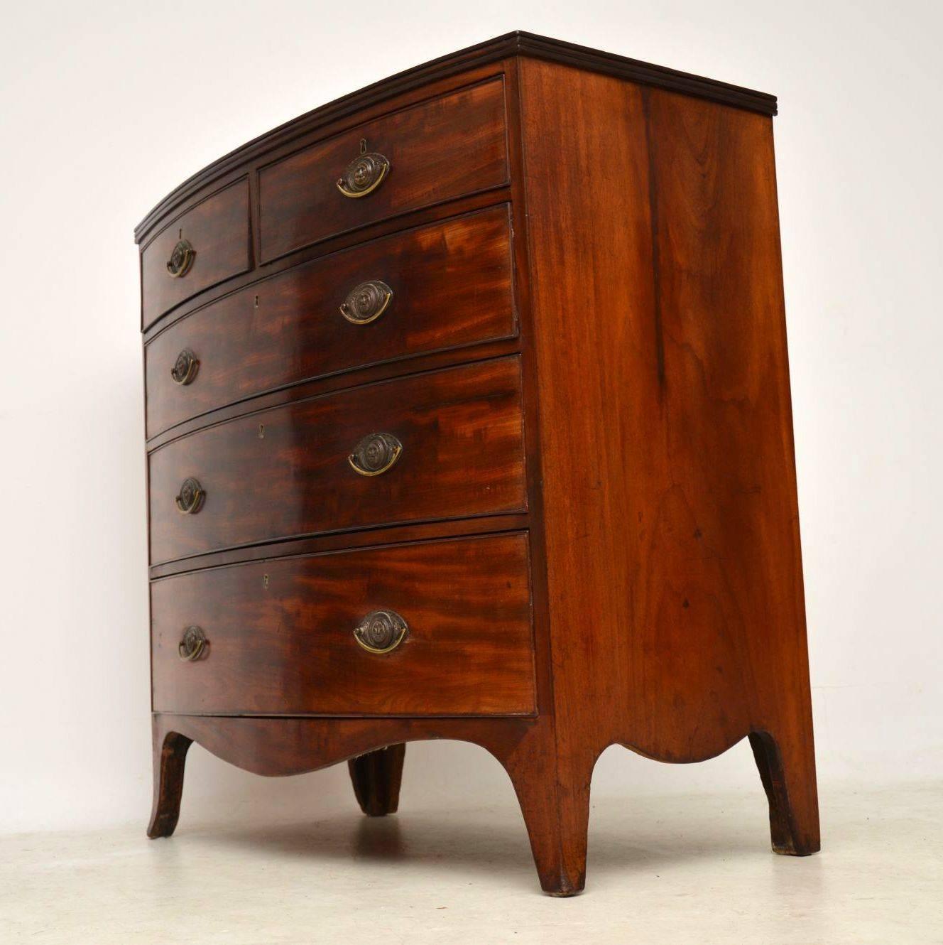 Early 19th Century Antique Georgian III Mahogany Bow Fronted Chest of Drawers