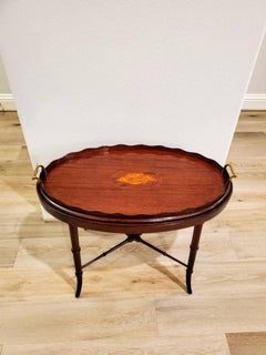 Antique Georgian III Period Mahogany Inlaid Butler Tray Table