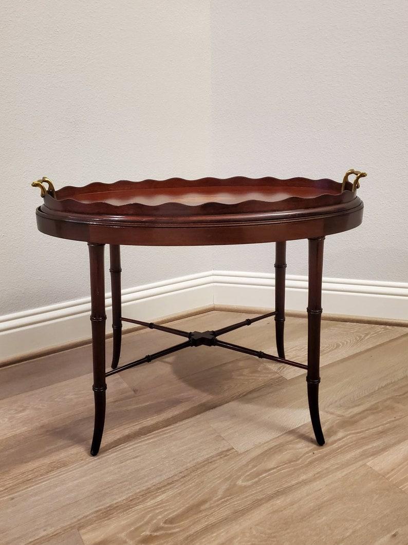 English Antique Georgian III Period Mahogany Inlaid Butler Tray Table