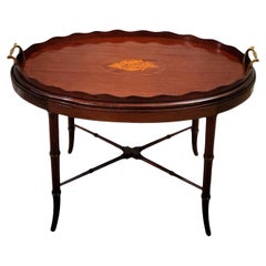 Antique Georgian III Period Mahogany Inlaid Butler Tray Table