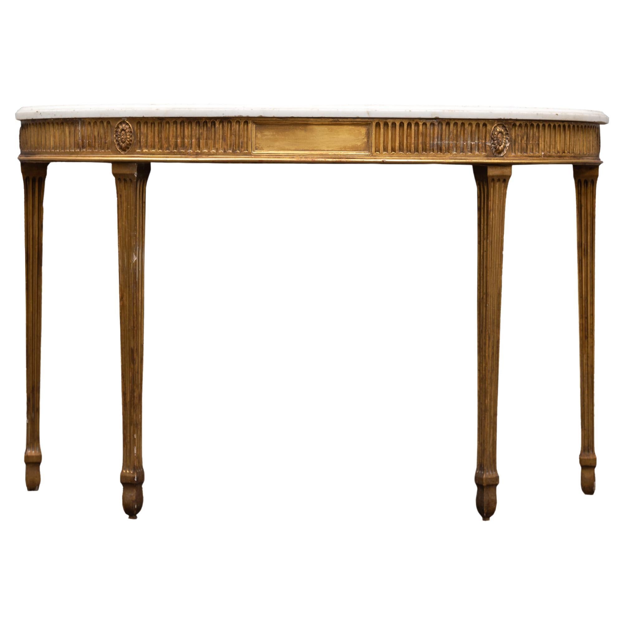 Antique Georgian Inlaid Gilt-Wood Table in the Manner of Pietro Bossi