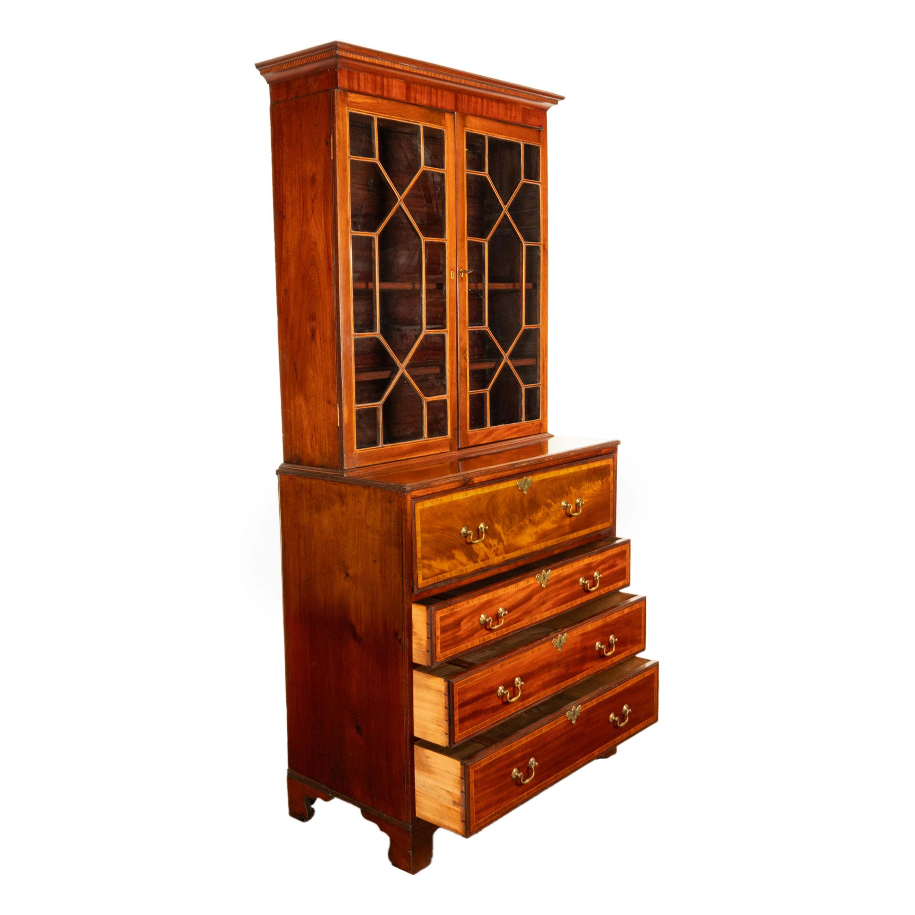 Antike georgianische Intarsien Mahagoni Bureau Bücherregal Butler's Secretary Desk 1780 im Angebot 8