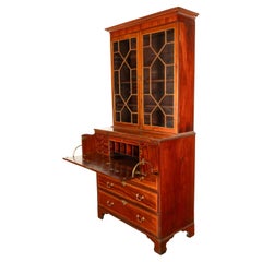 Antike georgianische Intarsien Mahagoni Bureau Bücherregal Butler's Secretary Desk 1780