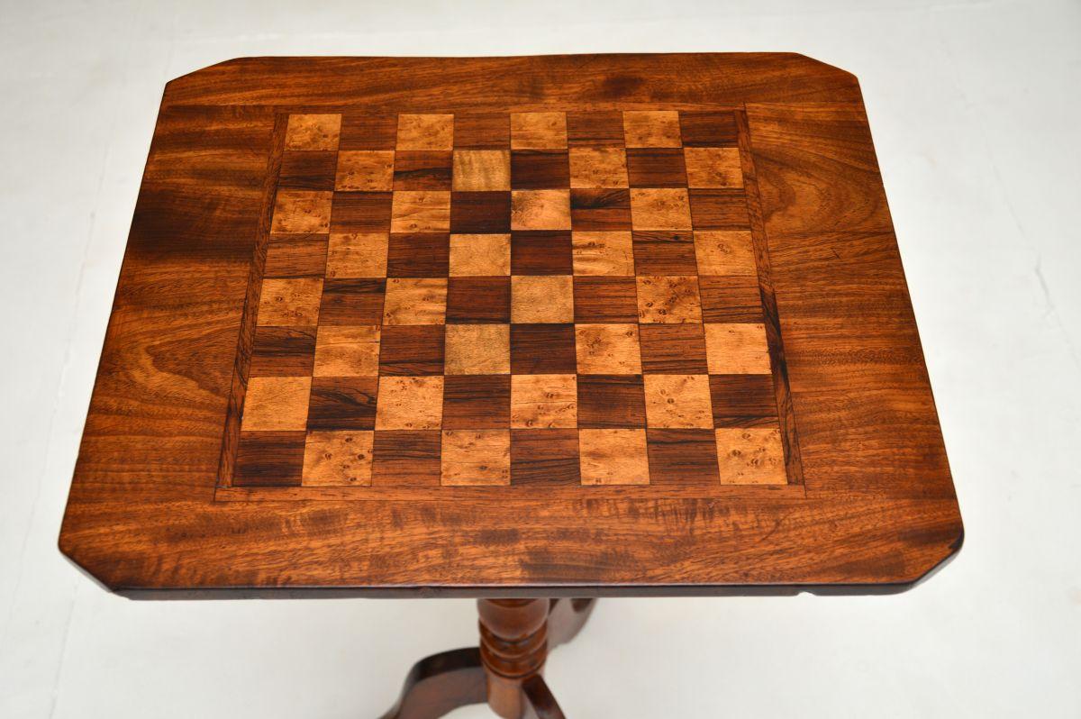 British Antique Georgian Inlaid Walnut Chess Table