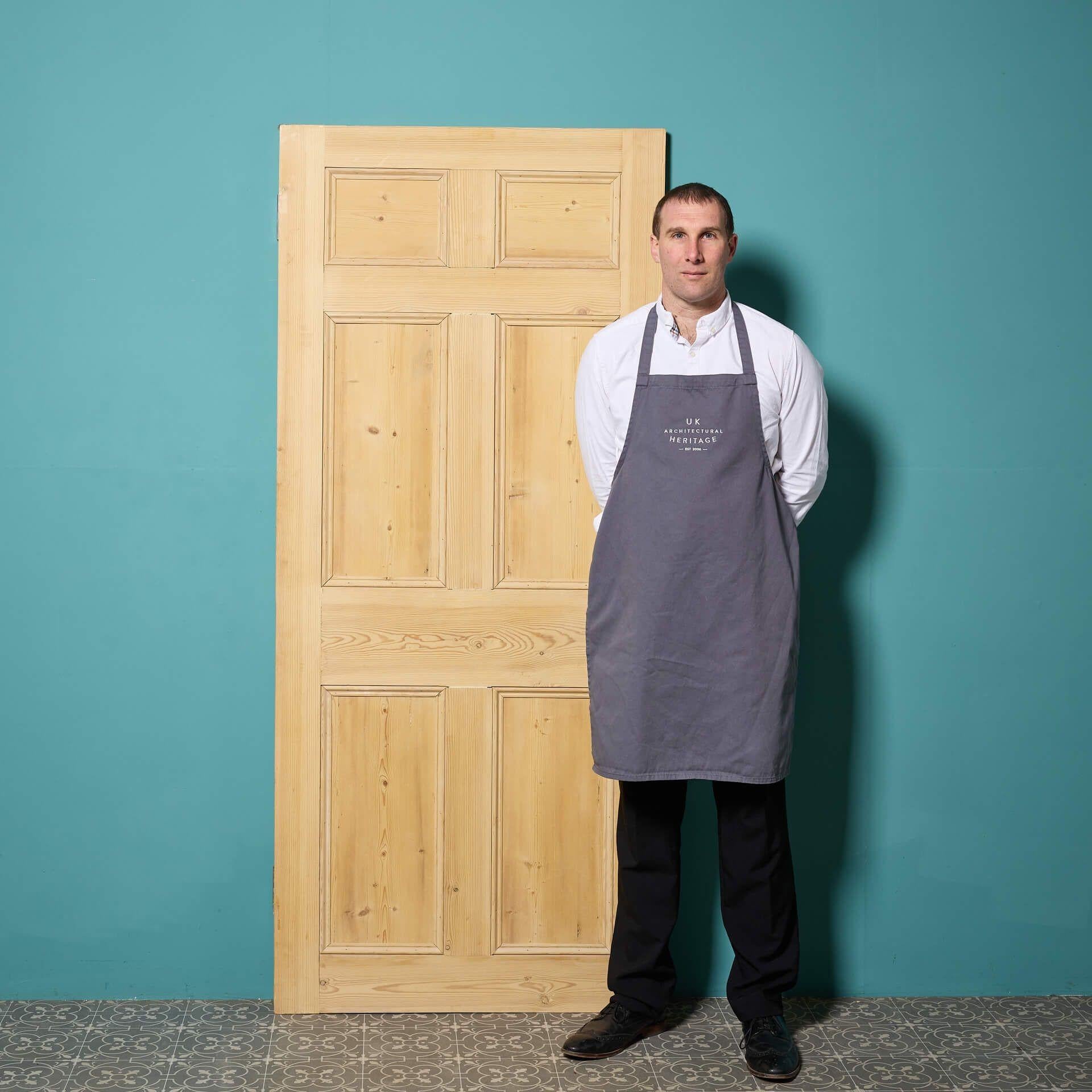 An antique Georgian stripped pine door for internal use, reclaimed from a Georgian townhouse in Padstow.

This antique door is made from solid pine and has a wonderful stripped finish, ready for application of paint, stain or wax.

It features 6