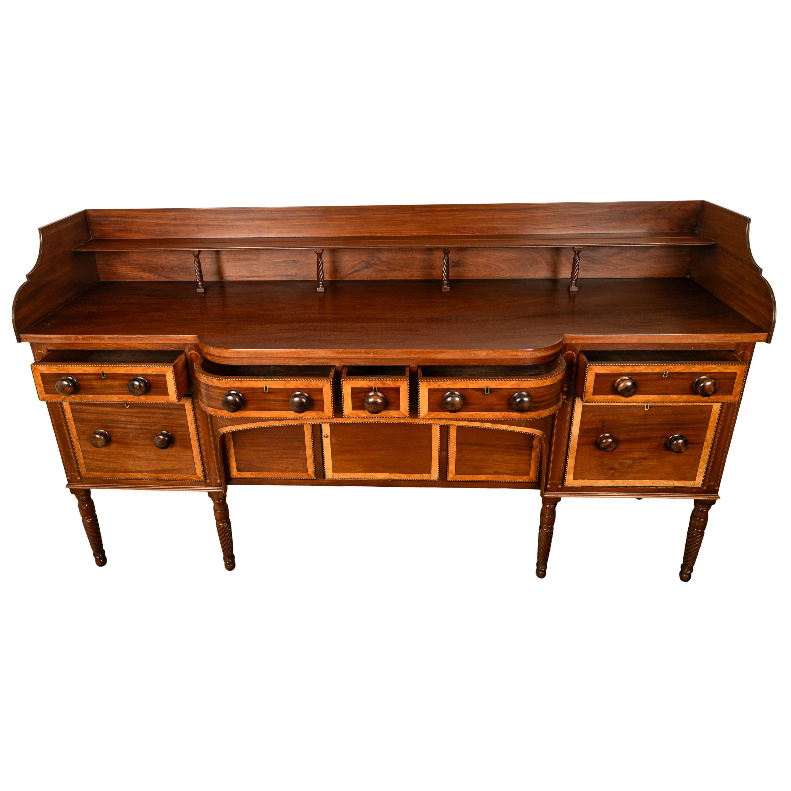 Antique Georgian Irish Inlaid Cuban Mahogany Country House Sideboard Donegal For Sale 4