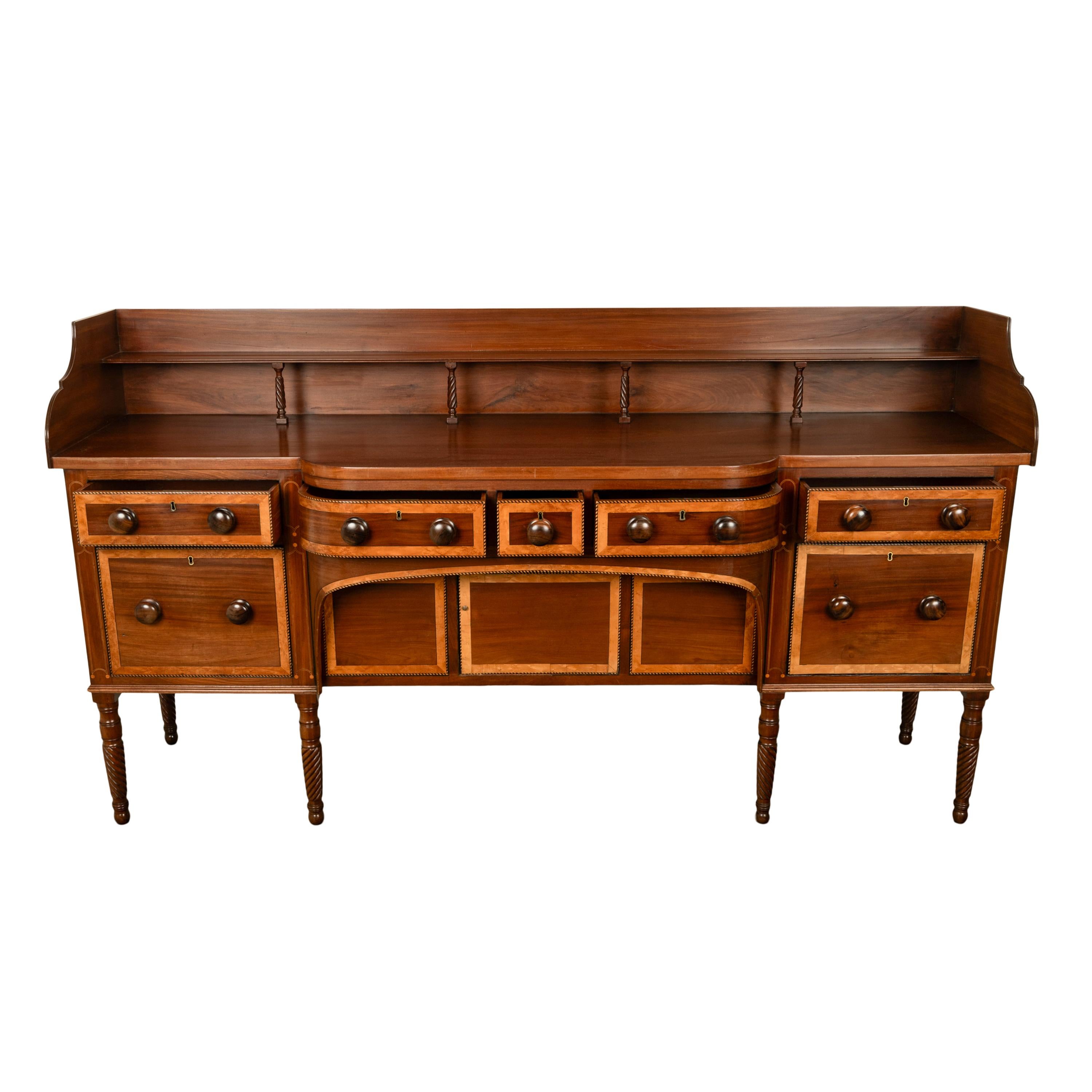 Antique Georgian Irish Inlaid Cuban Mahogany Country House Sideboard Donegal For Sale 5