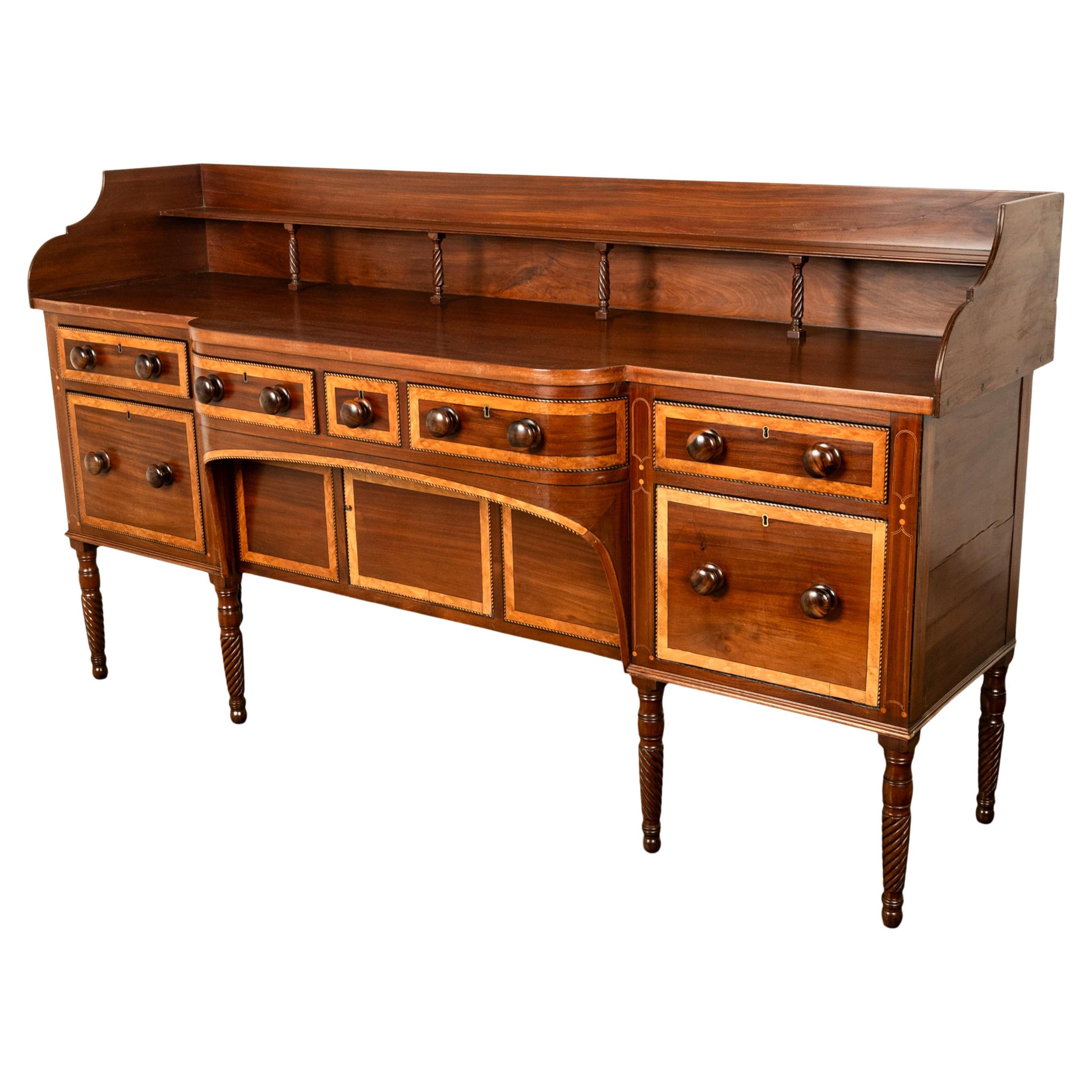 Antique Georgian Irish Inlaid Cuban Mahogany Country House Sideboard Donegal For Sale