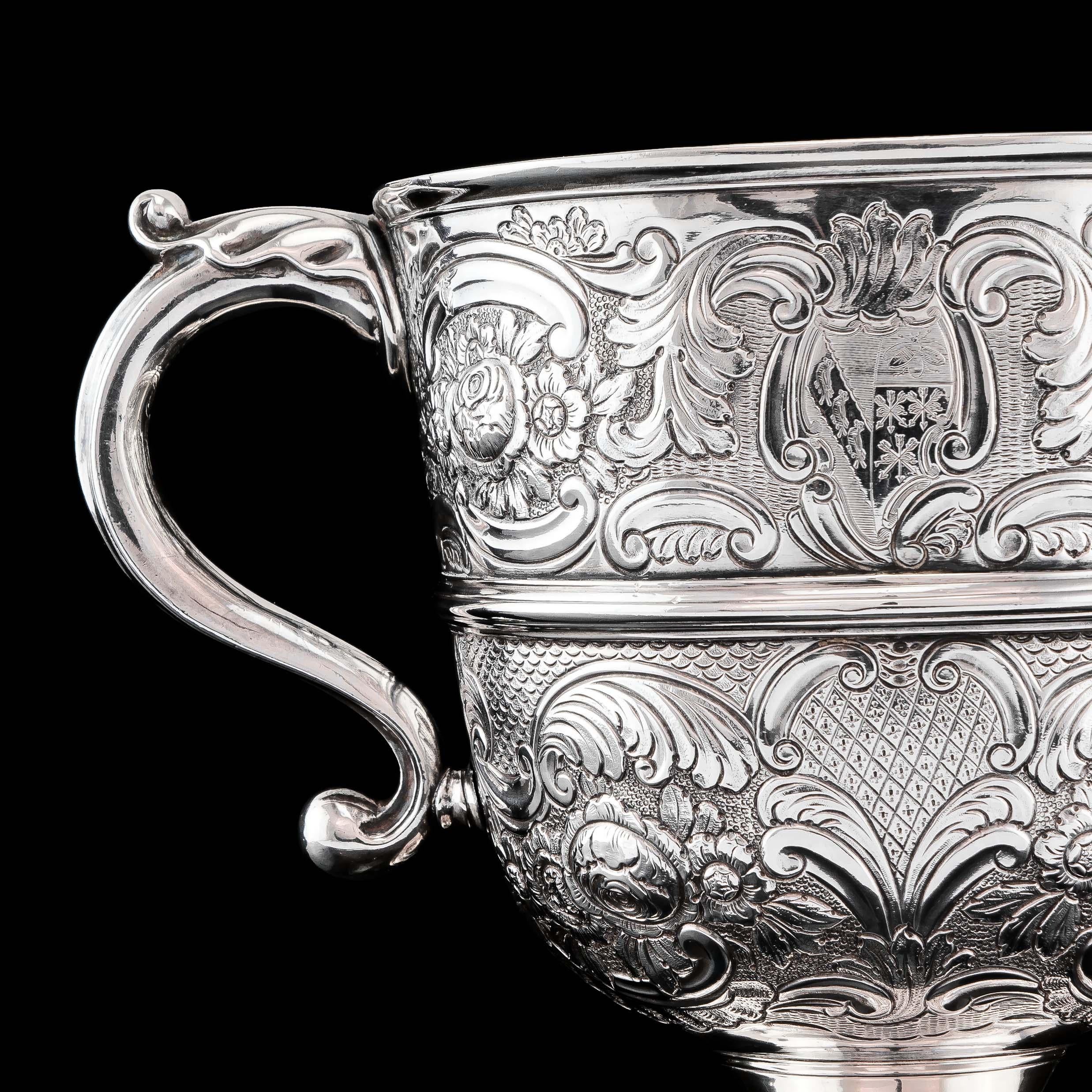 Antique Georgian Irish Solid Silver Large '1kg+' Two Handle Cup/Wine Cooler 1726 9