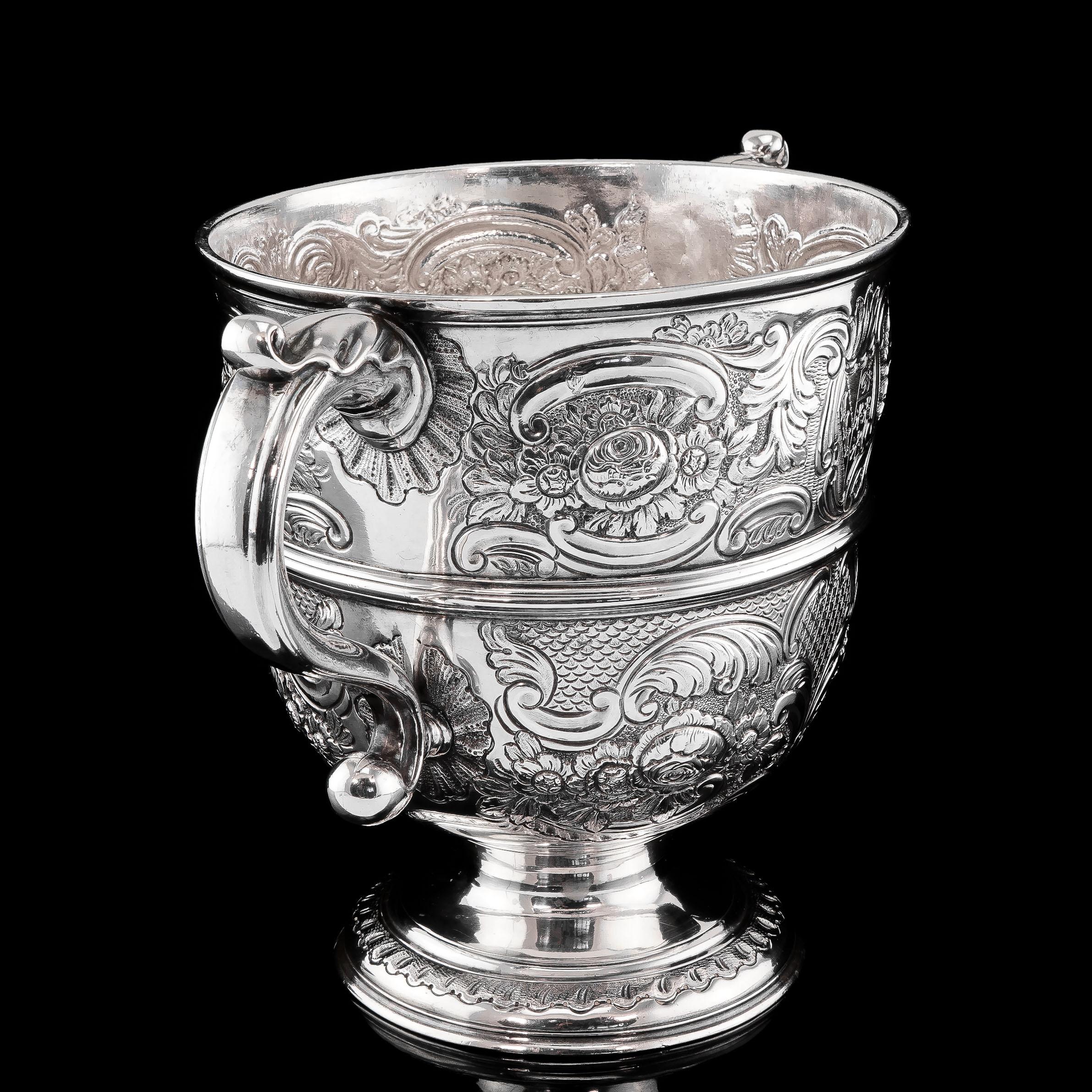 Antique Georgian Irish Solid Silver Large '1kg+' Two Handle Cup/Wine Cooler 1726 10