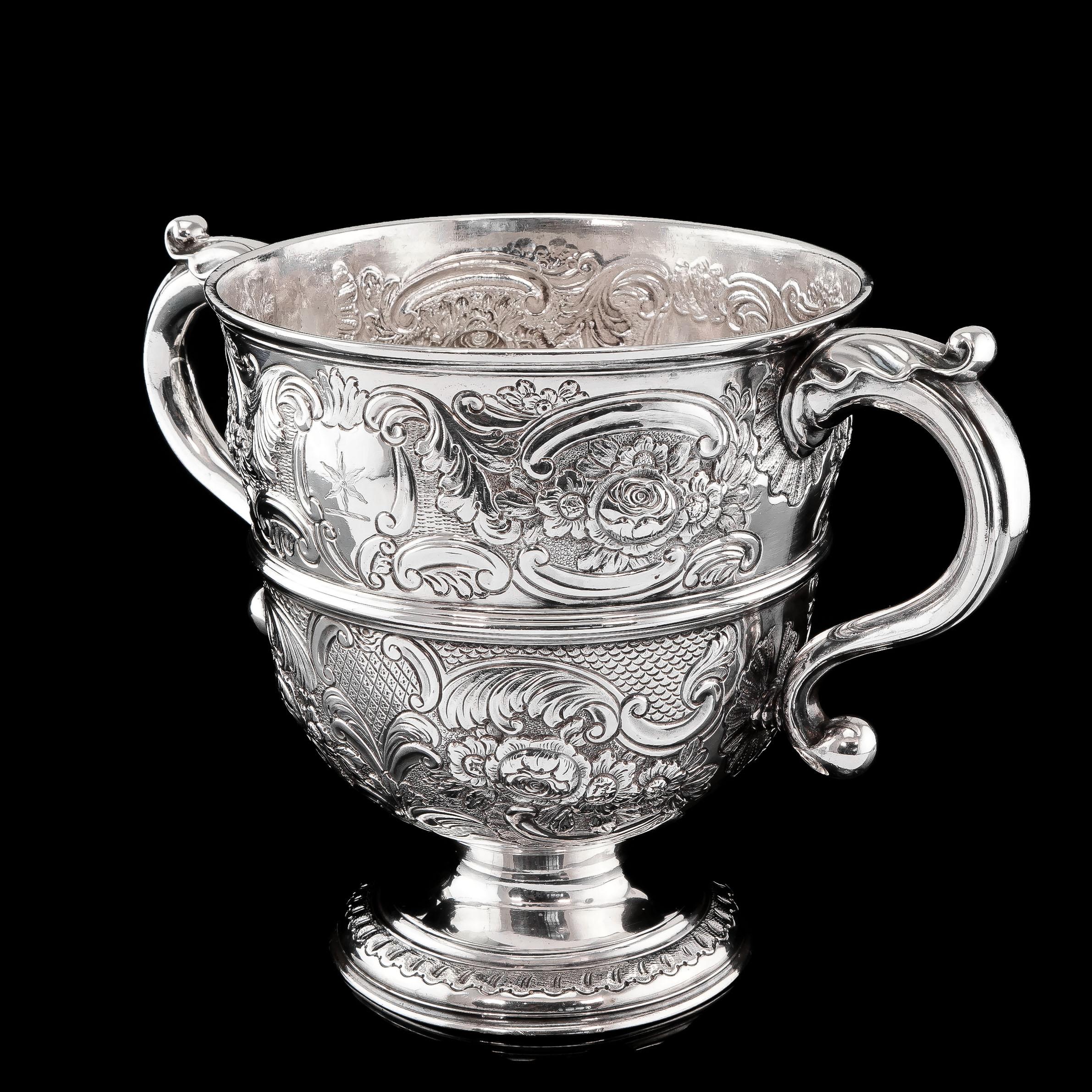 Antique Georgian Irish Solid Silver Large '1kg+' Two Handle Cup/Wine Cooler 1726 11