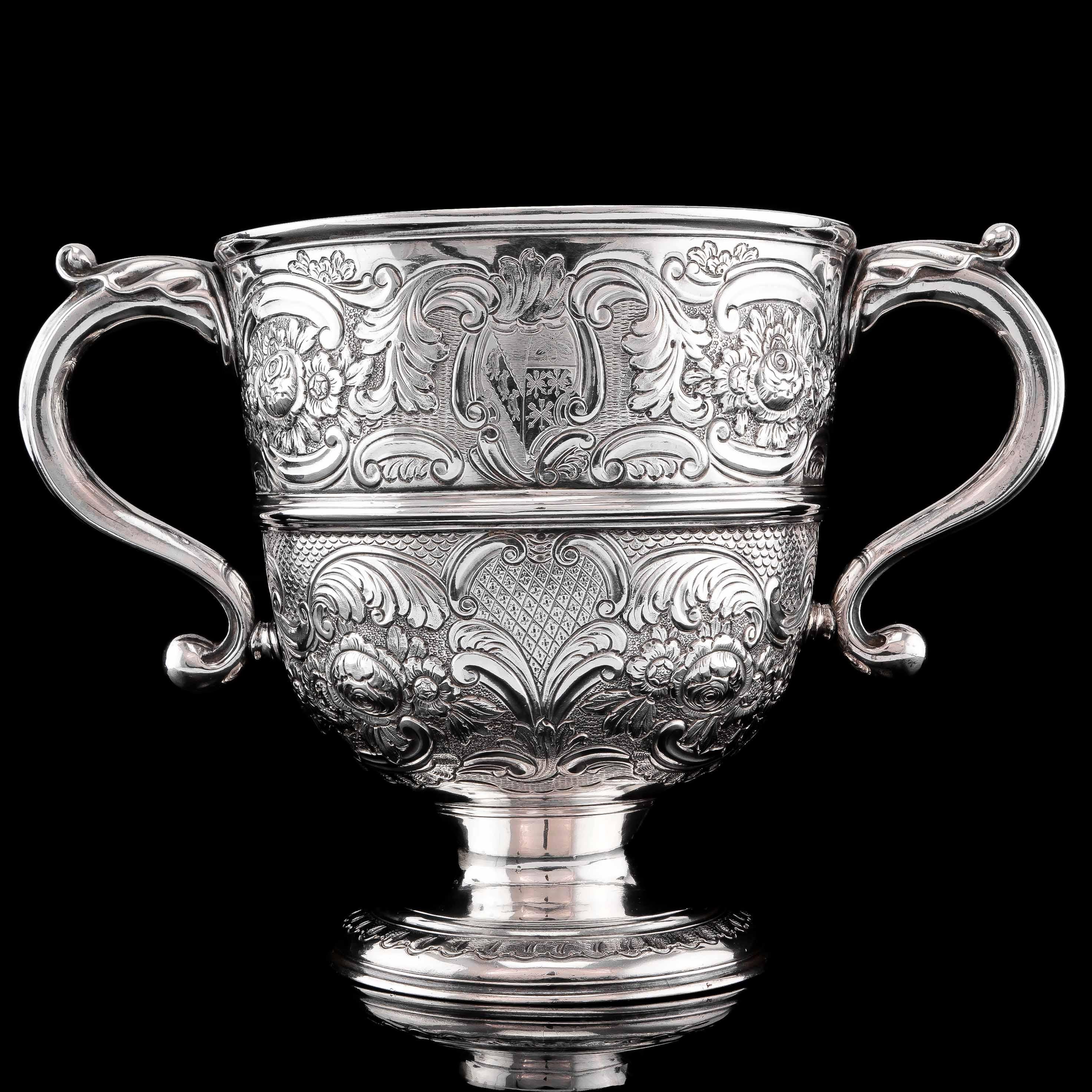 Antique Georgian Irish Solid Silver Large '1kg+' Two Handle Cup/Wine Cooler 1726 2