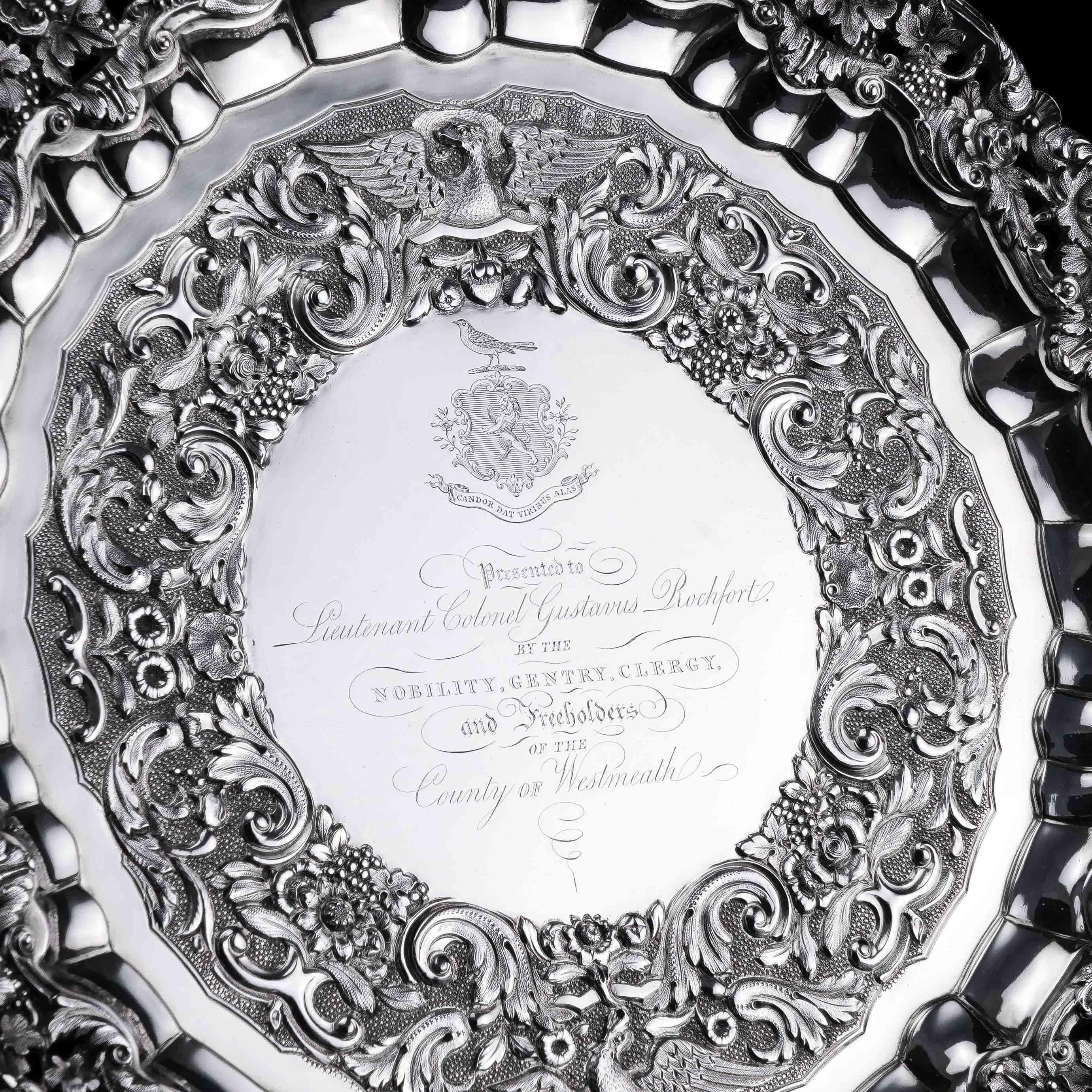 Antique Georgian Irish Sterling Silver Tray/Salver, 1833 For Sale 6