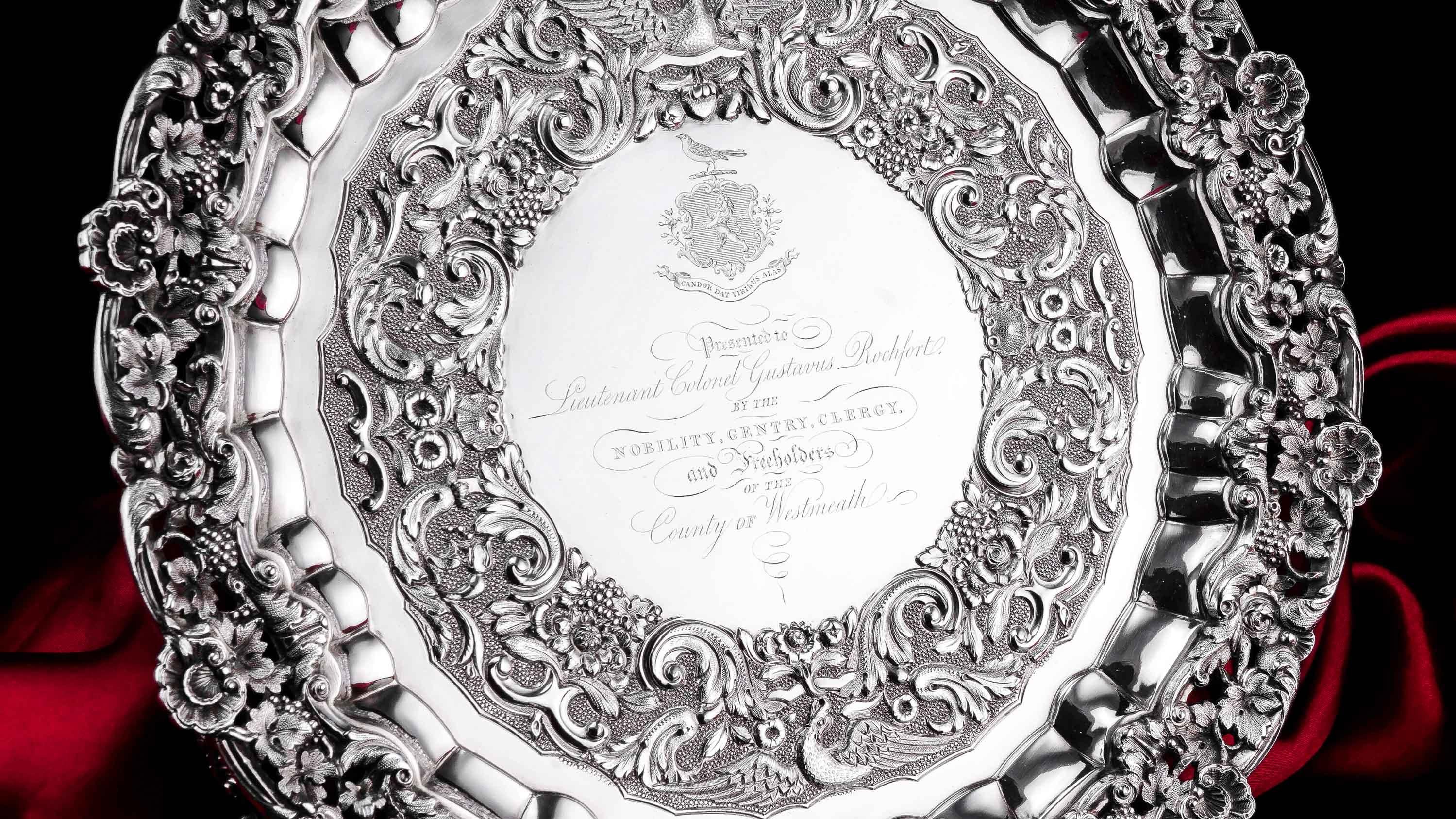 Antique Georgian Irish Sterling Silver Tray/Salver, 1833 For Sale 7