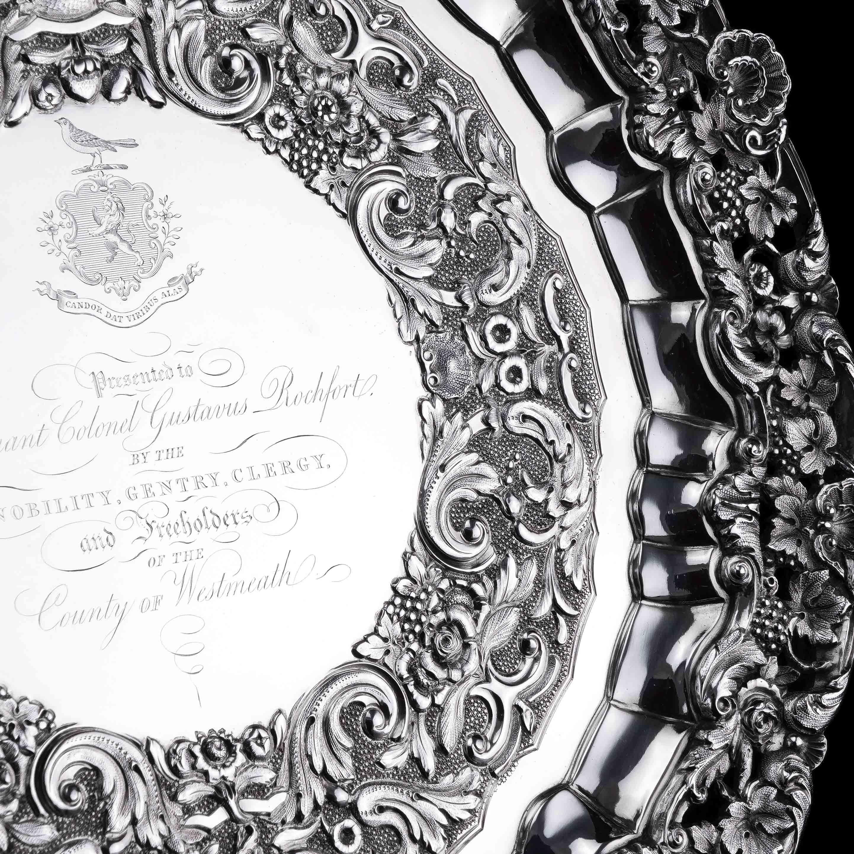 Antique Georgian Irish Sterling Silver Tray/Salver, 1833 For Sale 10