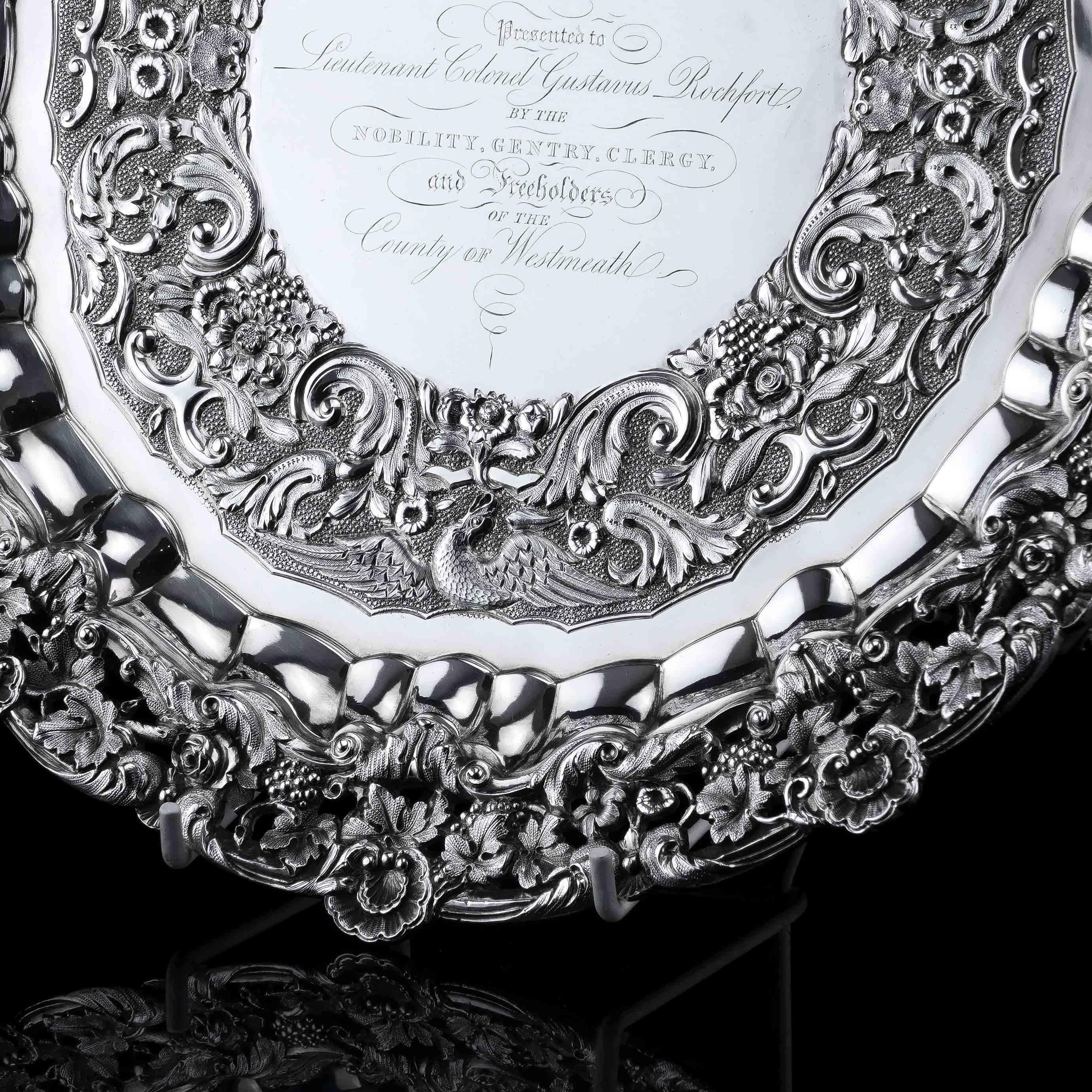 Antique Georgian Irish Sterling Silver Tray/Salver, 1833 For Sale 11