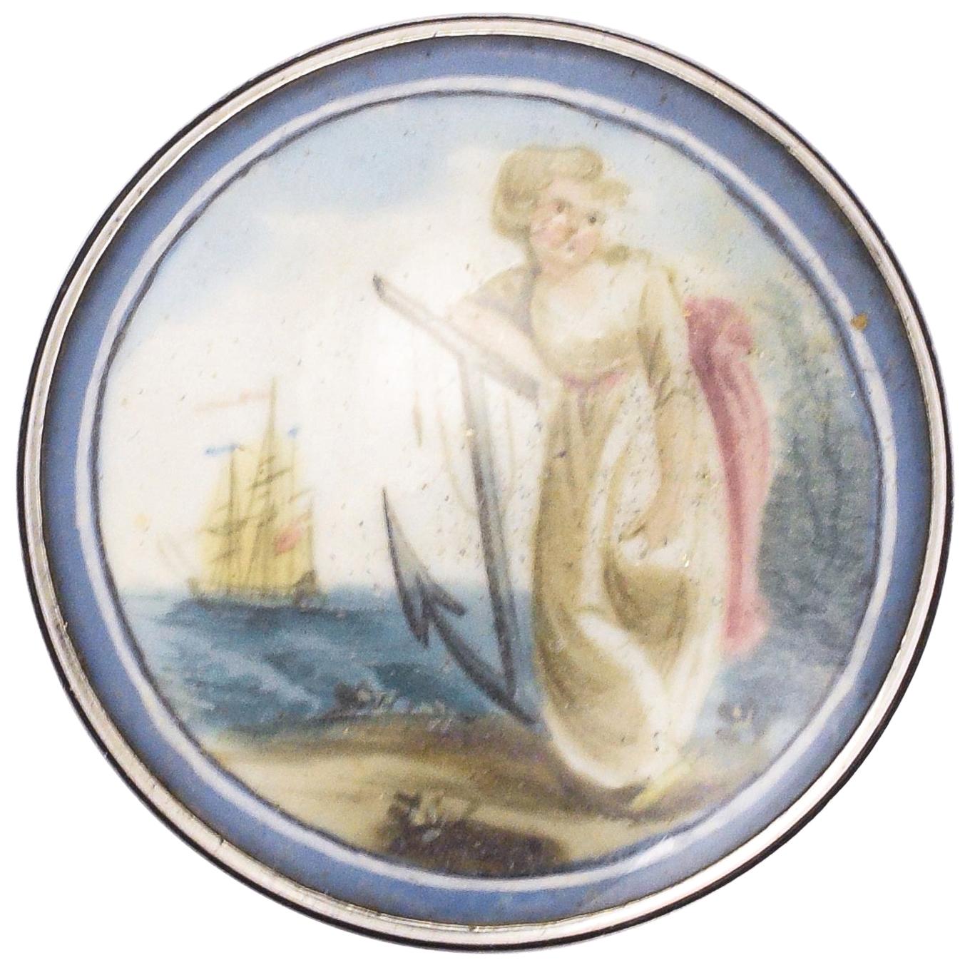Antique Georgian Lady Hope Silver Patch Box For Sale