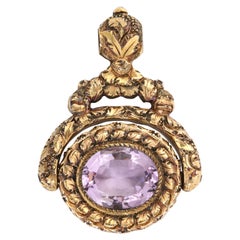 Antique Georgian Large Amethyst Spinner Pendant