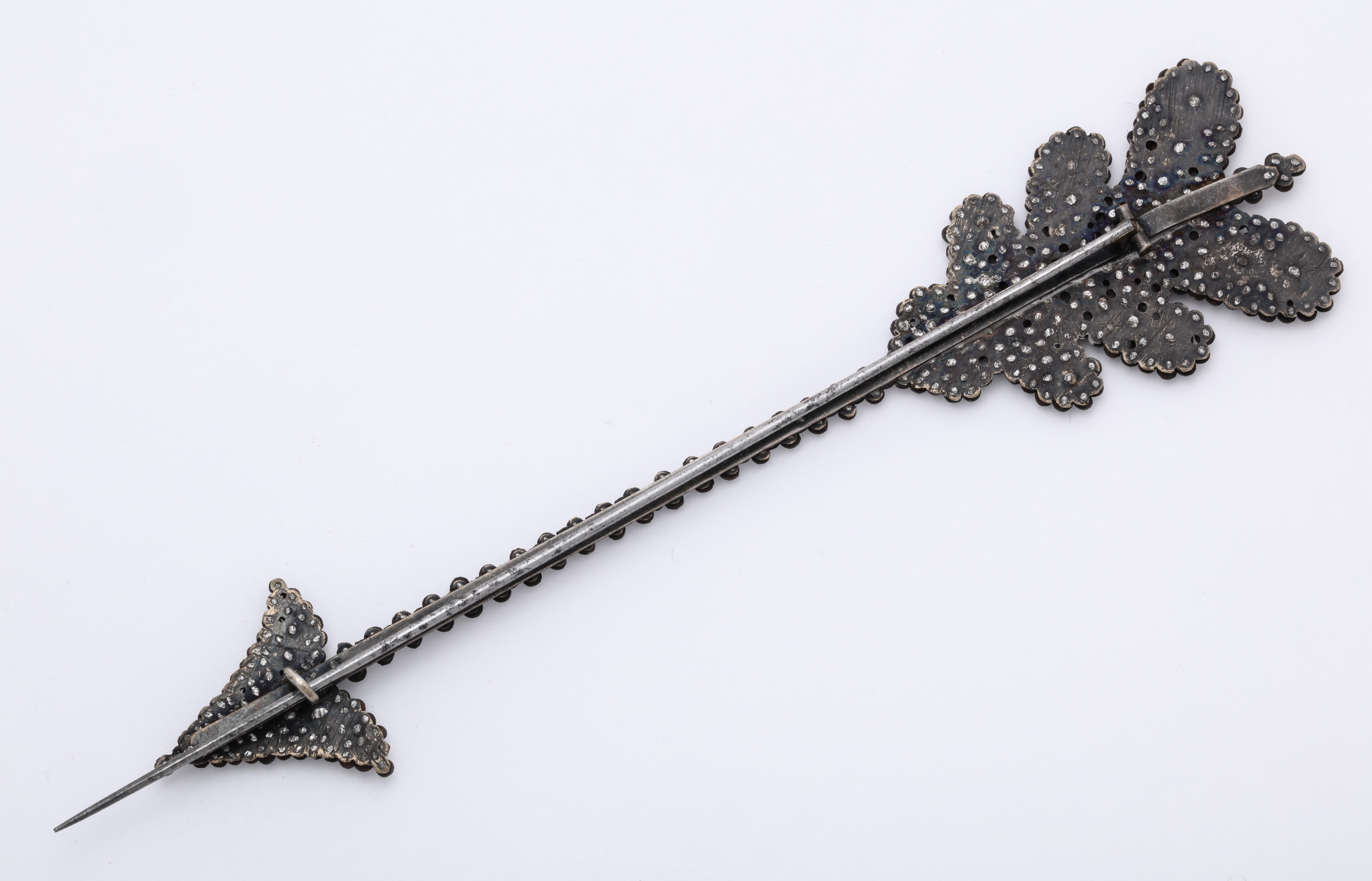 Women's or Men's Antique Georgian Large Cut Steel Arrow Brooch For Sale