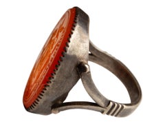 Antique Georgian Large Silver and Carnelian Intaglio Crest Seal Ring