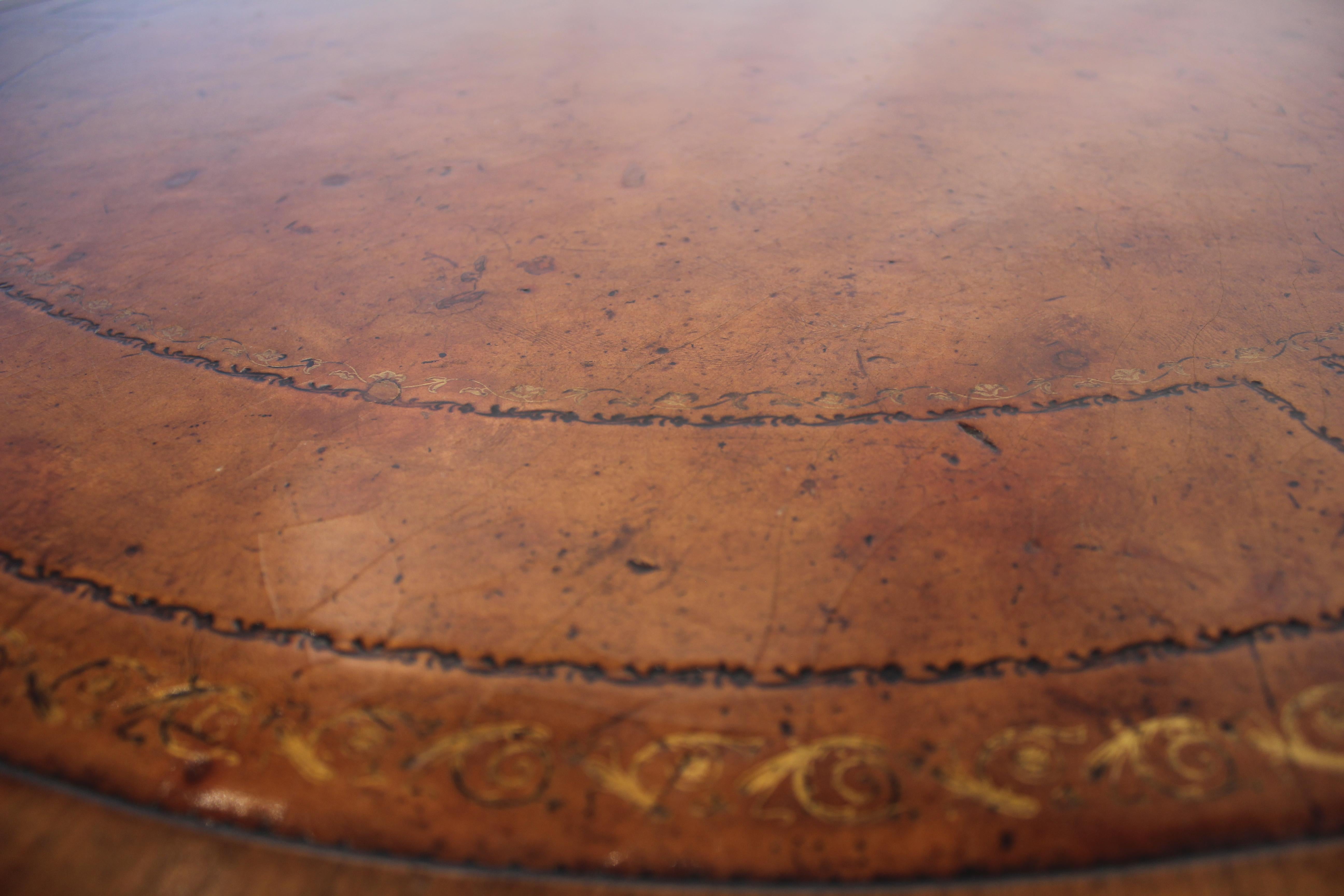 Antique Georgian Leather Top Inlay Mahogany Center 