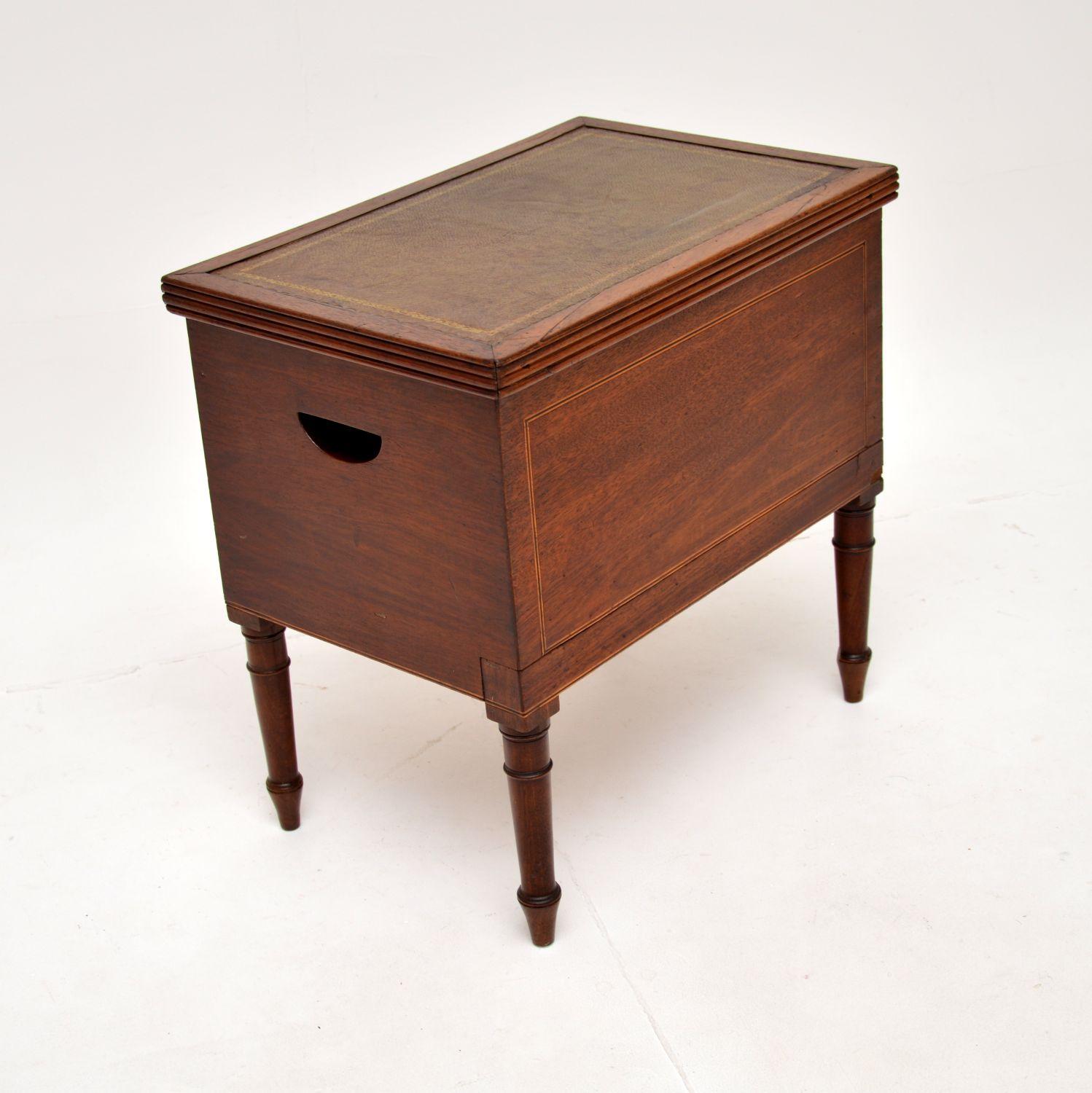 Early 19th Century Antique Georgian Leather Top Storage Box on Legs