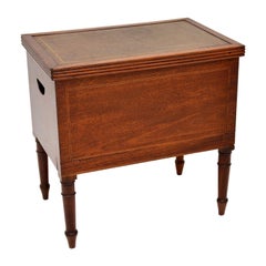 Antique Georgian Leather Top Storage Box on Legs