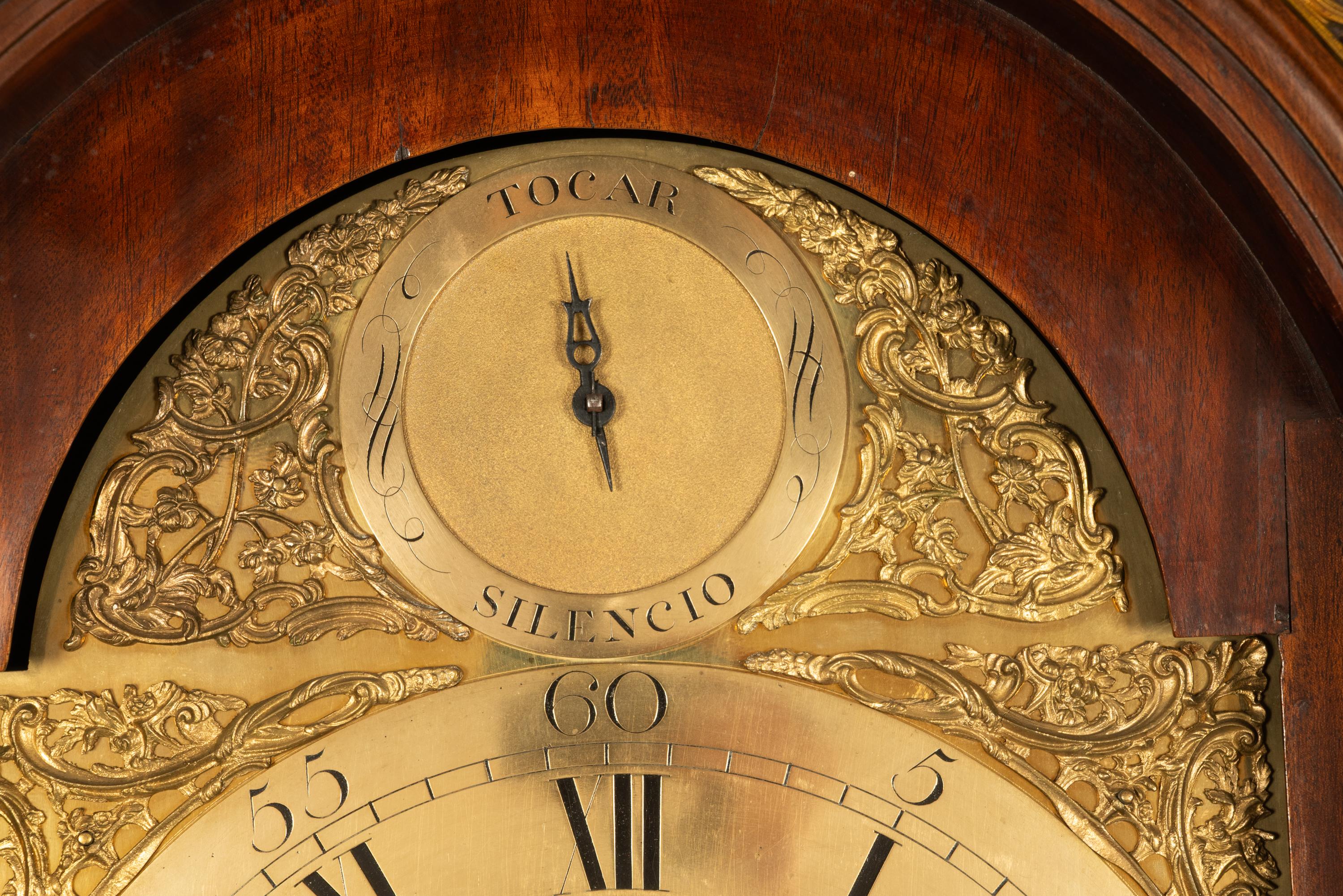 Antiguo reloj de pie georgiano de caja larga Higgs & Evans London Spanish Market en venta 8