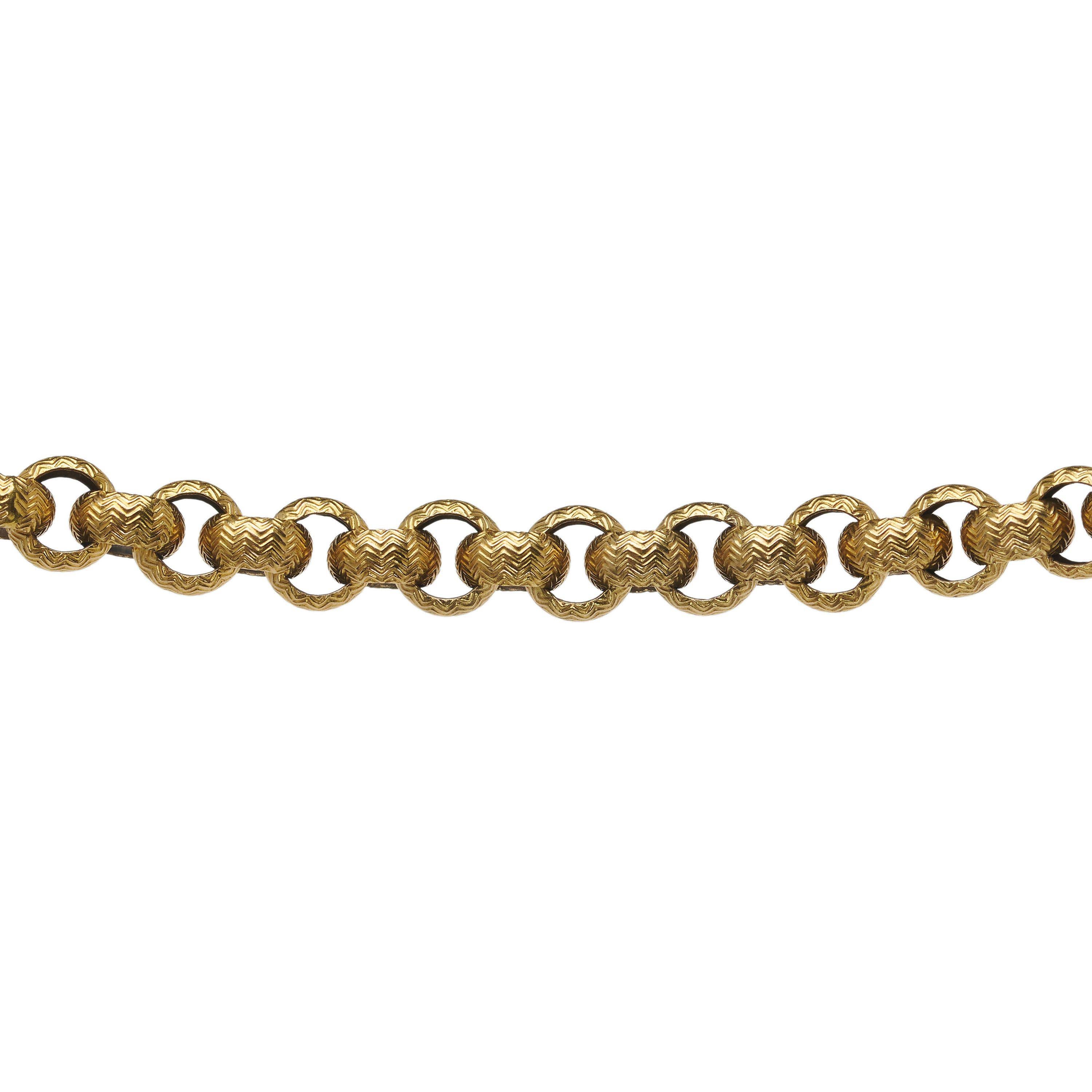 Women's or Men's Antique Georgian Long Gold Chain, Necklace and Bracelets, Circa 1820 For Sale