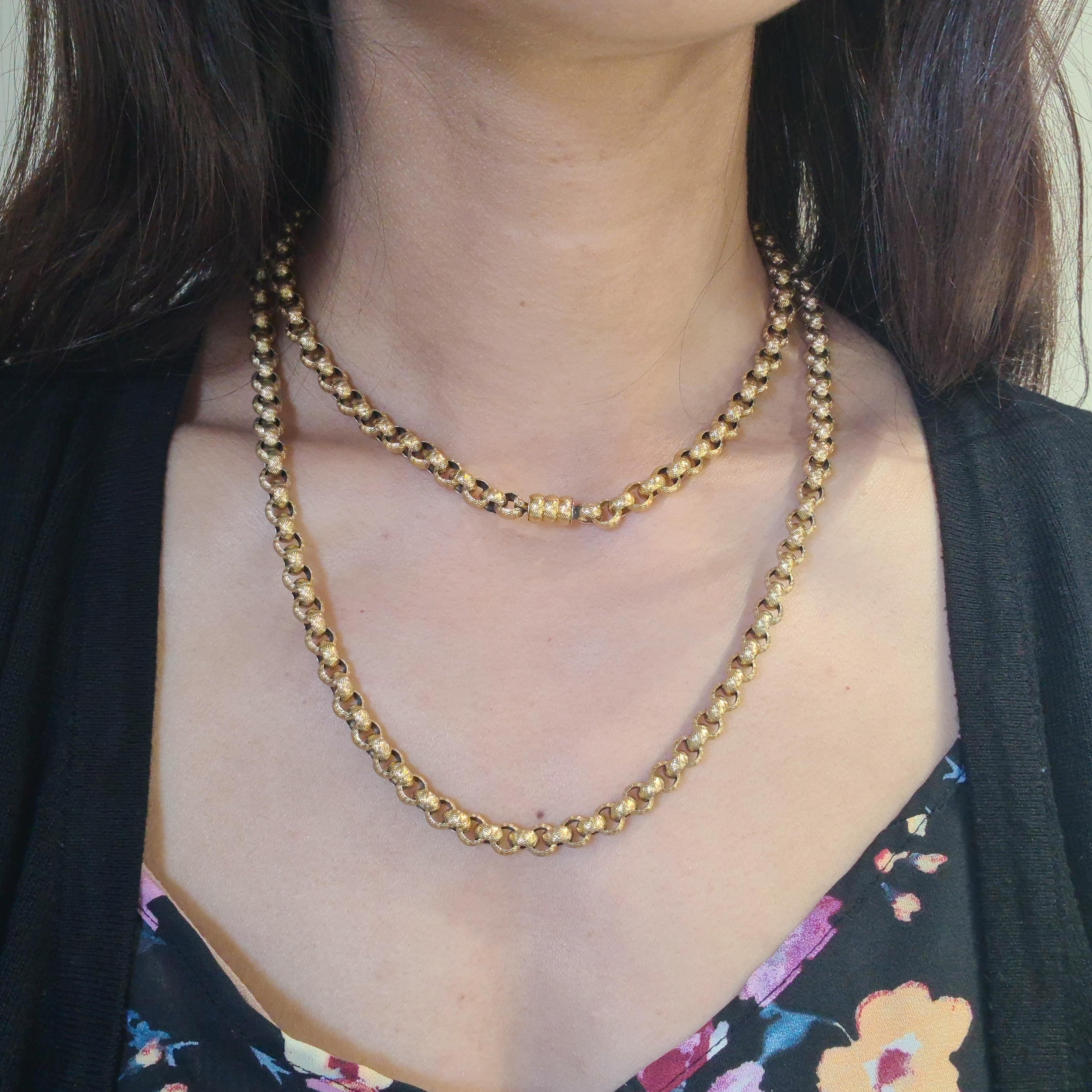 Antique Georgian Long Gold Chain, Necklace and Bracelets, Circa 1820 For Sale 3